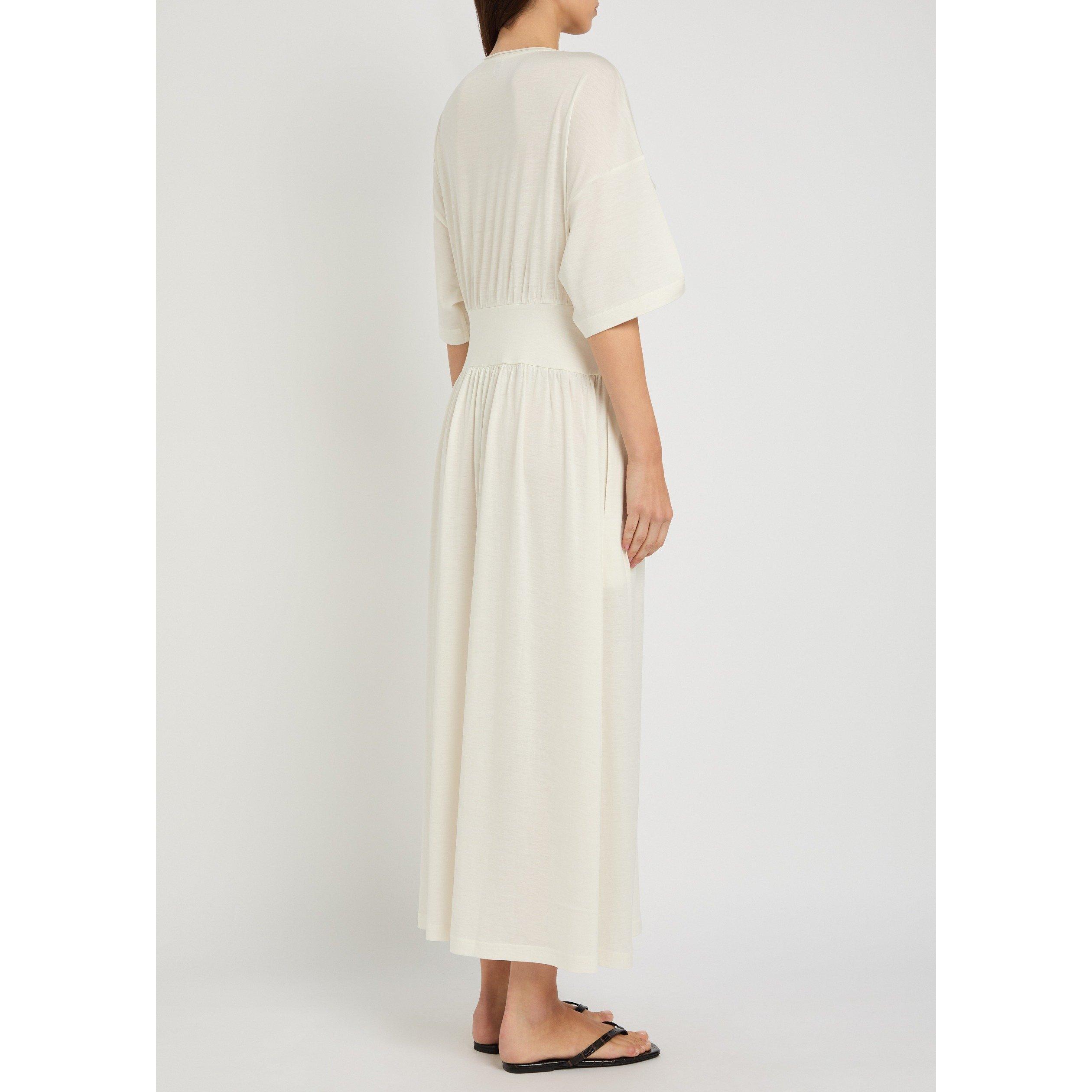 OFF WHITE - Toteme - Women's Cotton Silk Midi T-Shirt Dress - 3