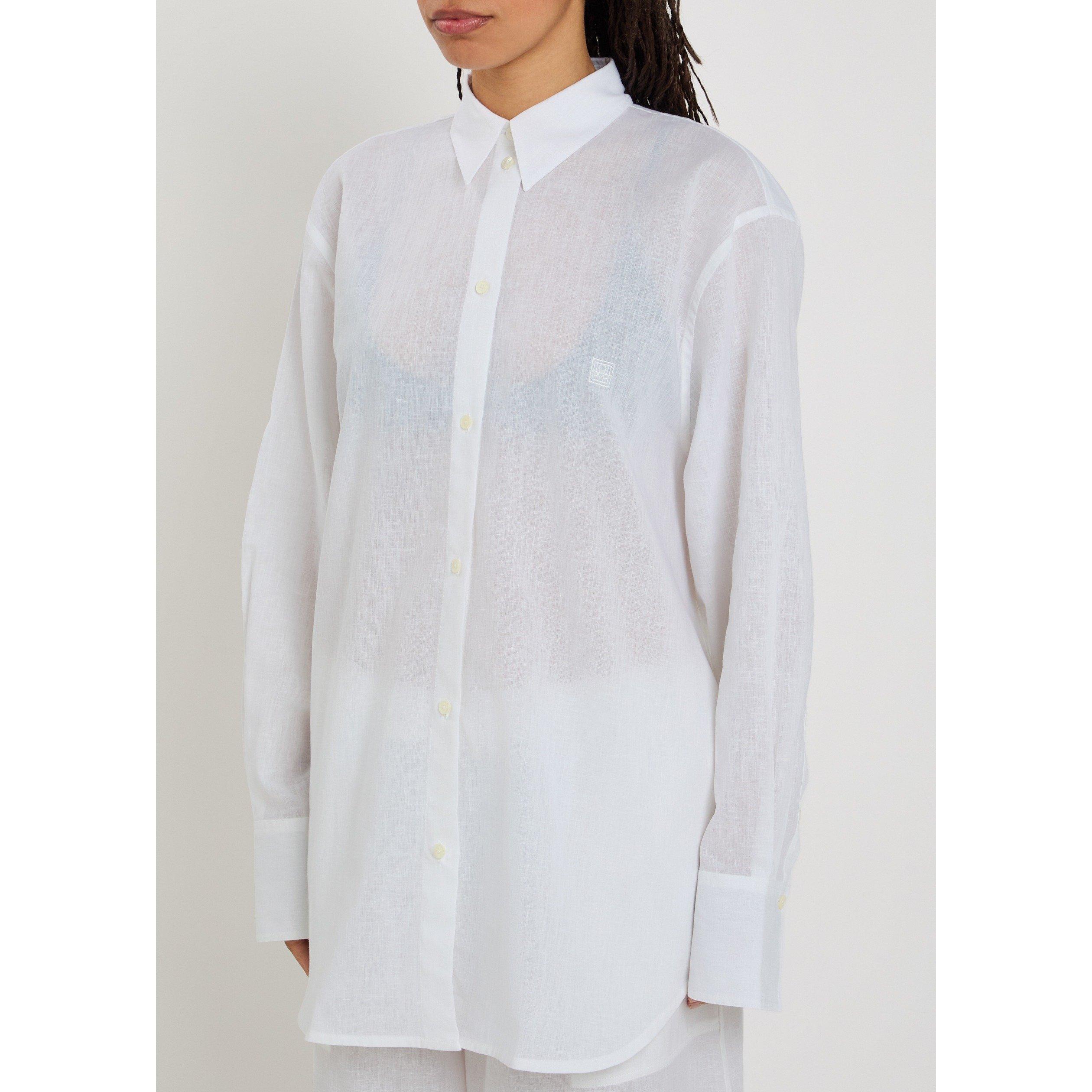 WHITE - Toteme - Women's Cotton-Linen Long-Sleeve Oversized-Fit Shirt - 2