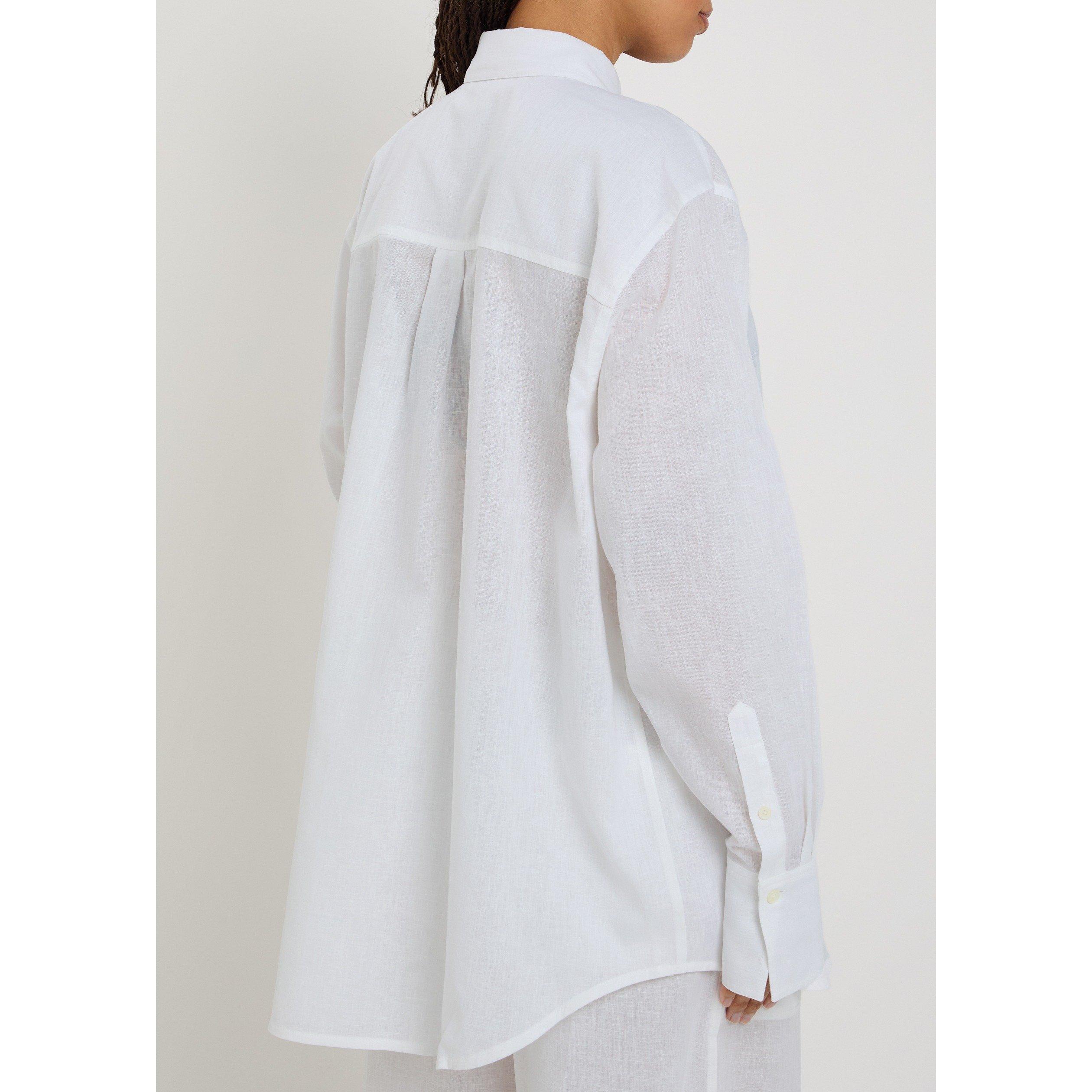 WHITE - Toteme - Women's Cotton-Linen Long-Sleeve Oversized-Fit Shirt - 3
