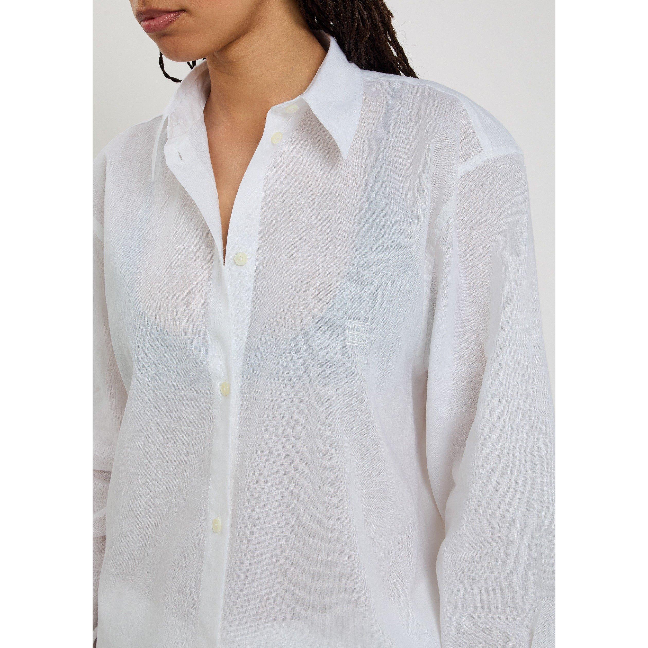 WHITE - Toteme - Women's Cotton-Linen Long-Sleeve Oversized-Fit Shirt - 4