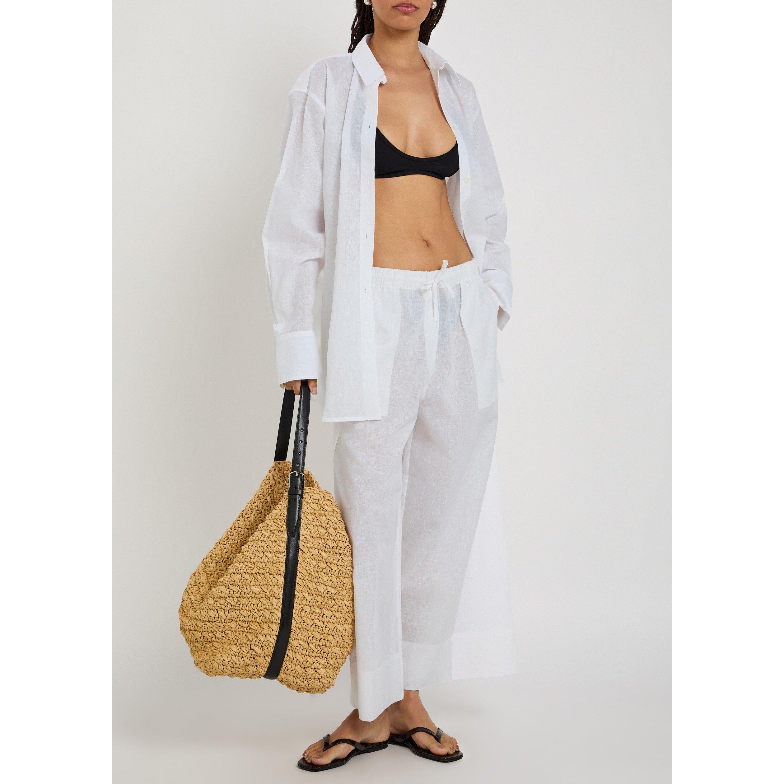 WHITE - Toteme - Women's Cotton-Linen Long-Sleeve Oversized-Fit Shirt - 5