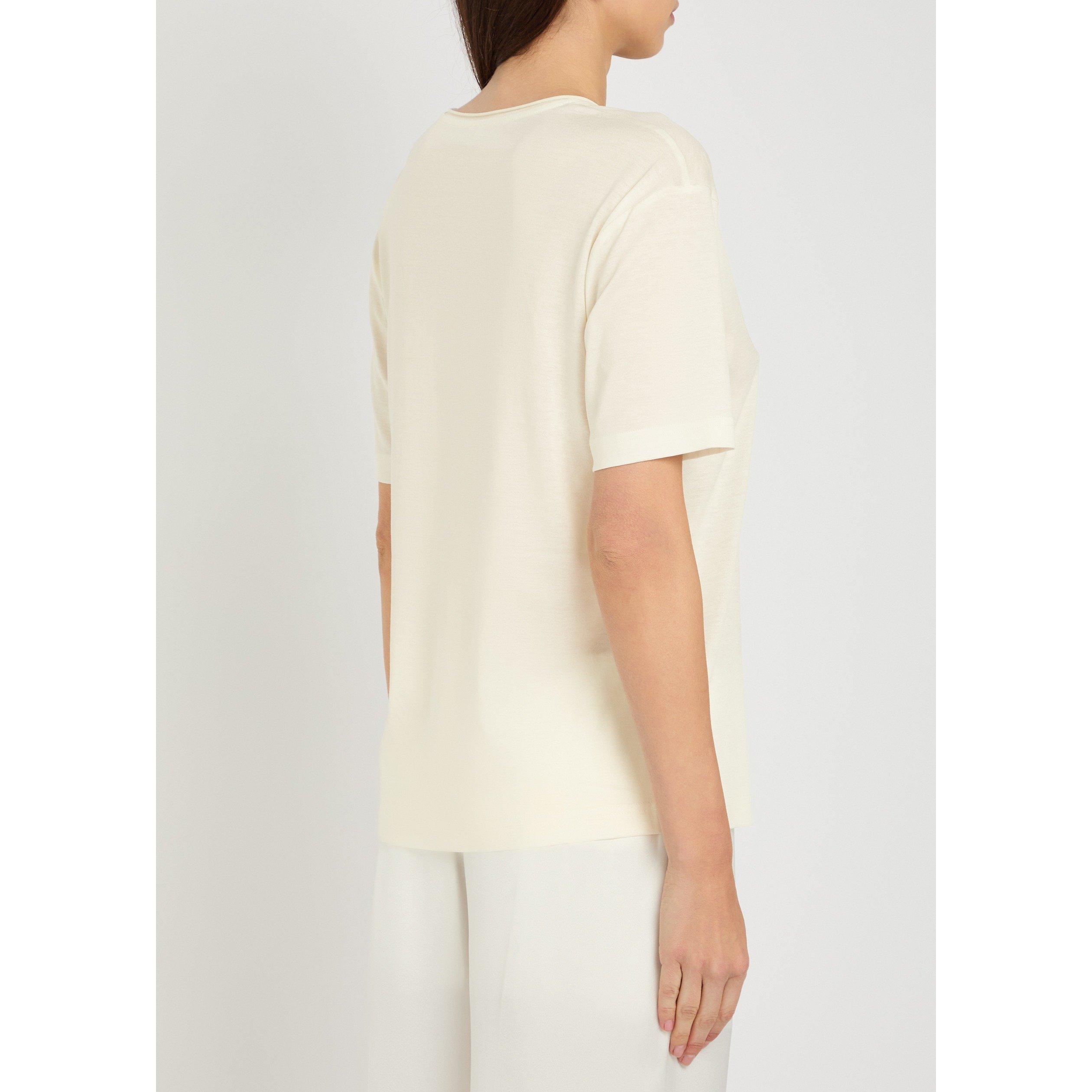 WHITE - Toteme - Women's Cotton Silk Scoop-Neck Short-Sleeve T-Shirt - 3