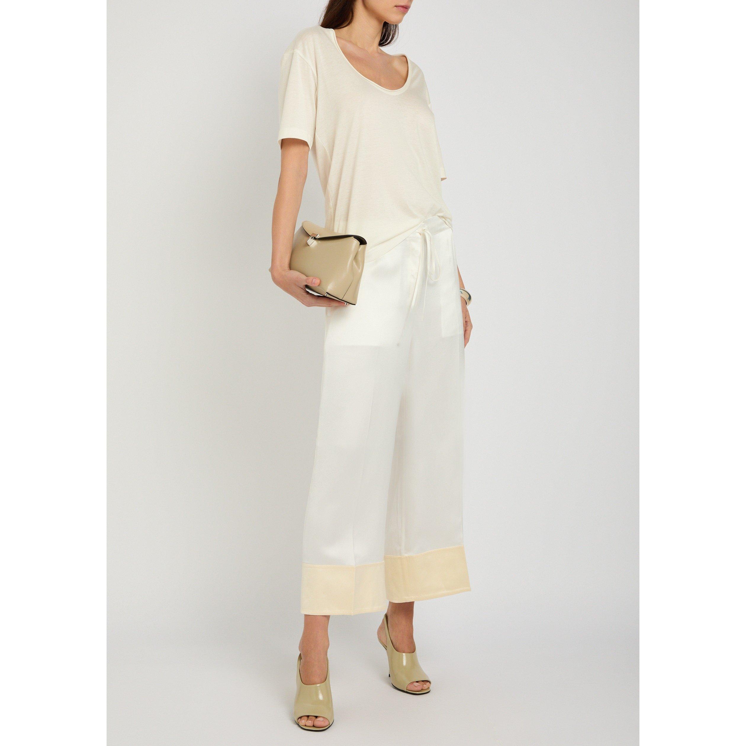 WHITE - Toteme - Women's Cotton Silk Scoop-Neck Short-Sleeve T-Shirt - 5