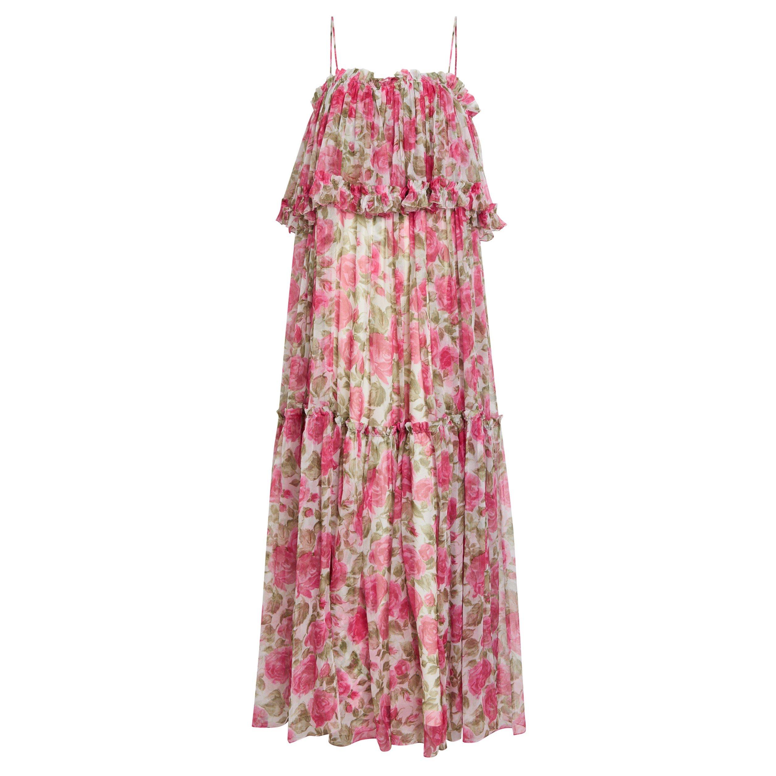 PINK AND OTHER - Chloe - Women's Floral Silk Maxi Dress - 1