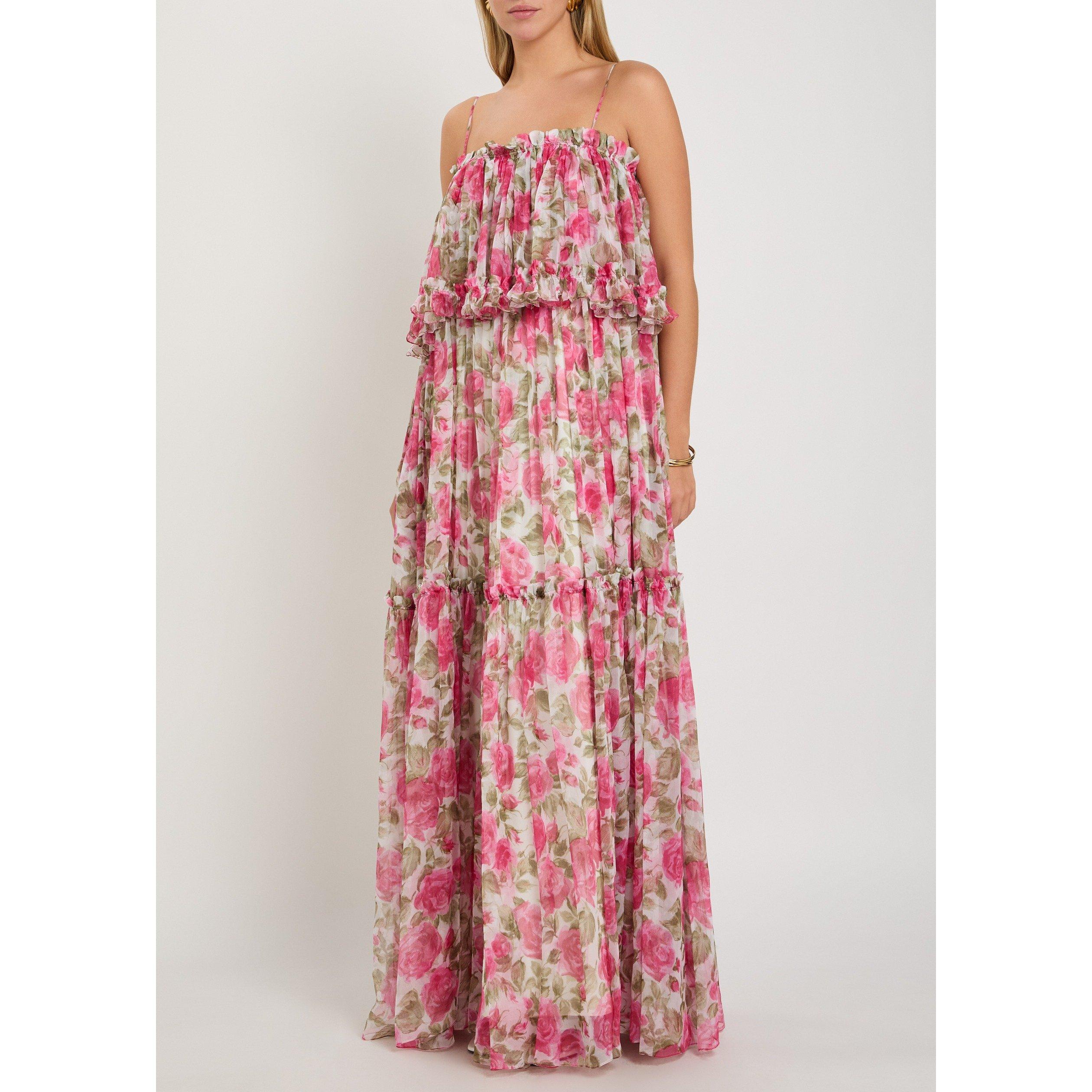 PINK AND OTHER - Chloe - Women's Floral Silk Maxi Dress - 2