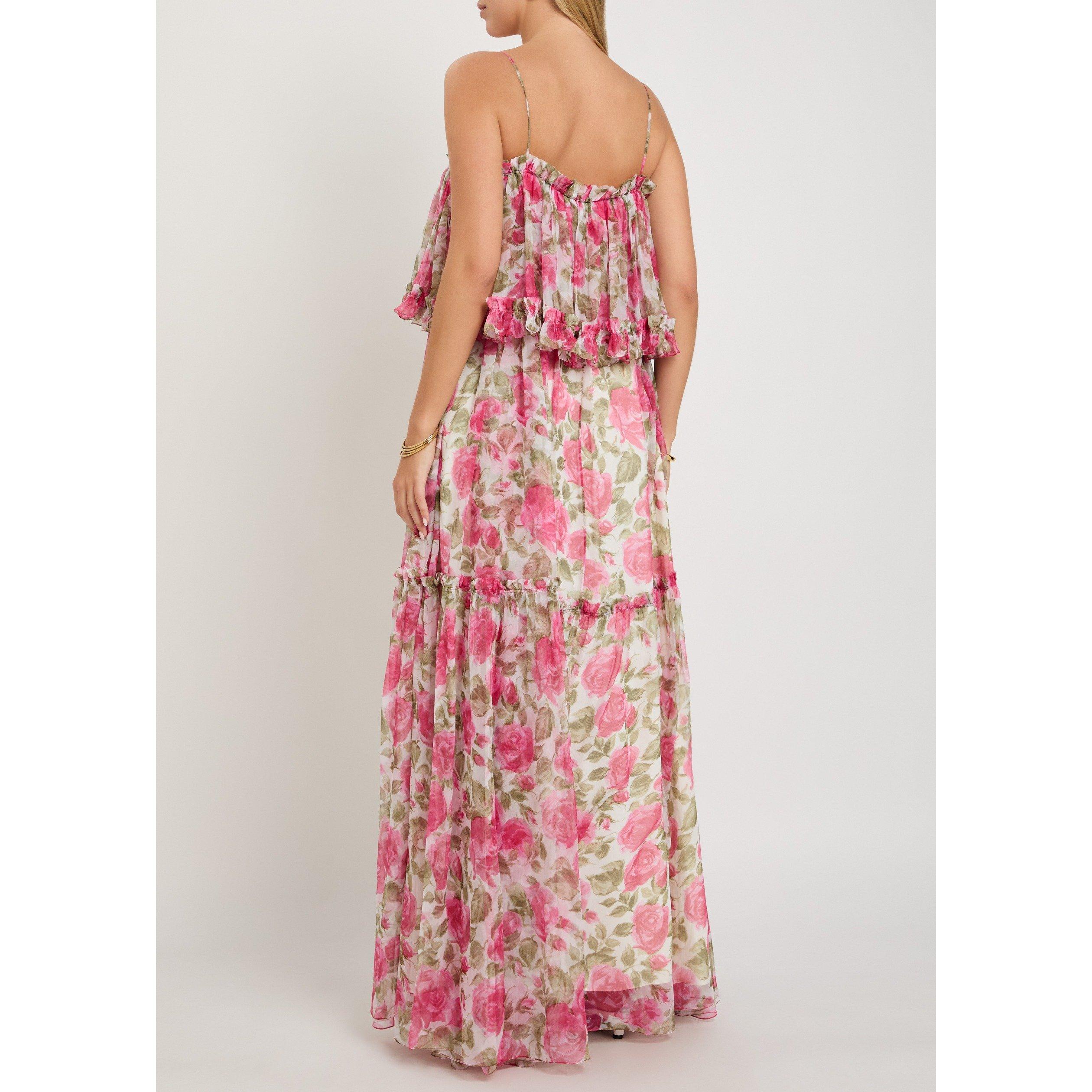 PINK AND OTHER - Chloe - Women's Floral Silk Maxi Dress - 3