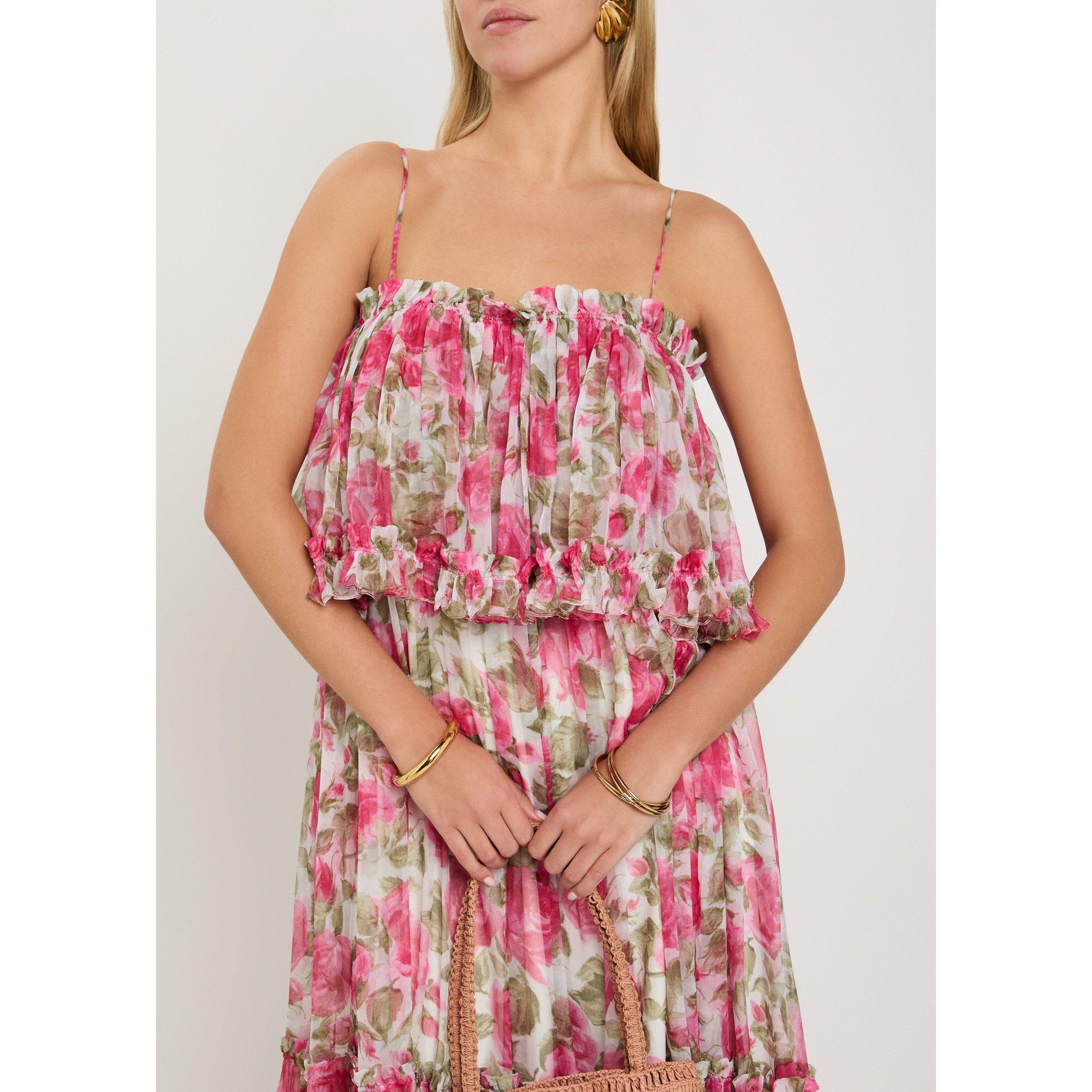 PINK AND OTHER - Chloe - Women's Floral Silk Maxi Dress - 4