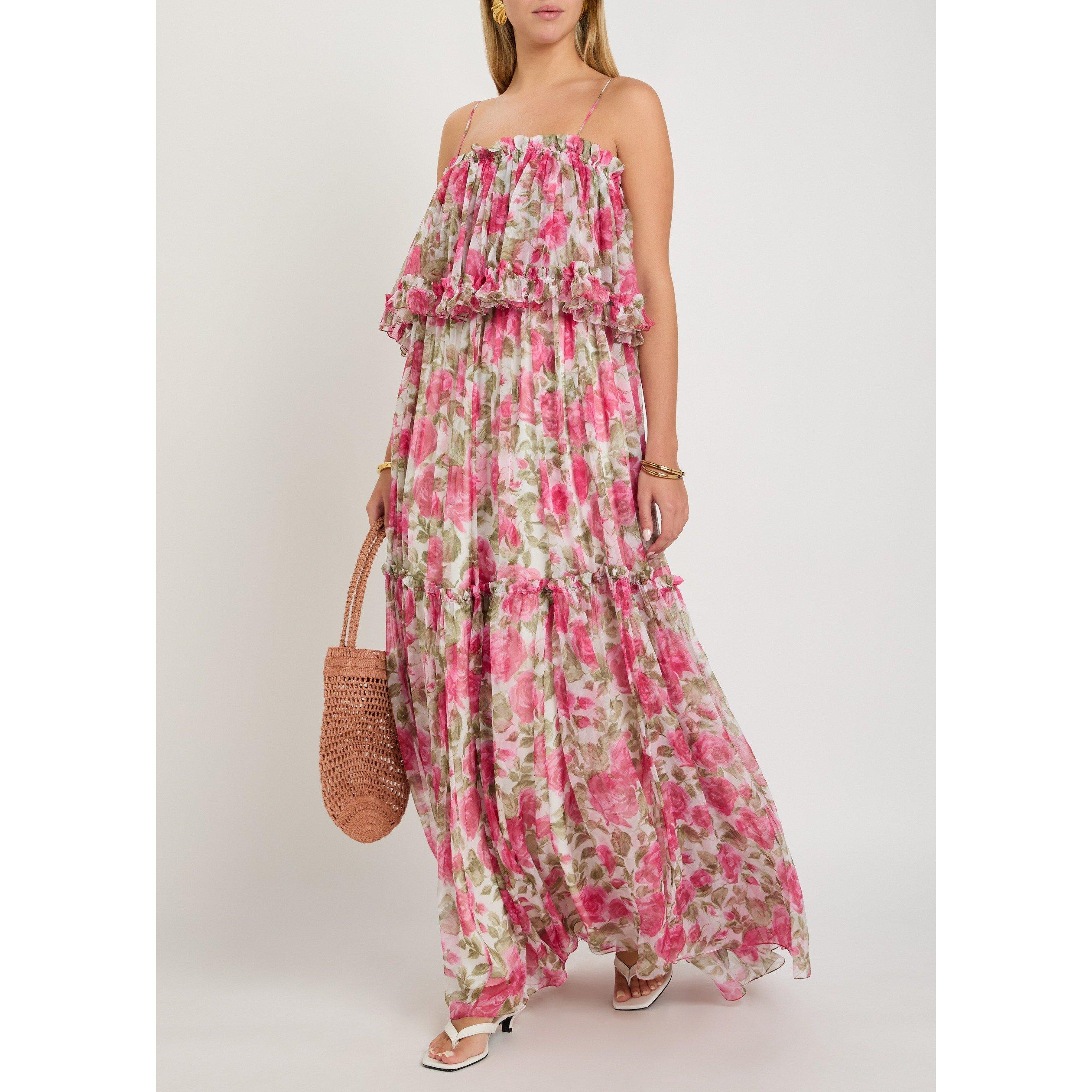 PINK AND OTHER - Chloe - Women's Floral Silk Maxi Dress - 5