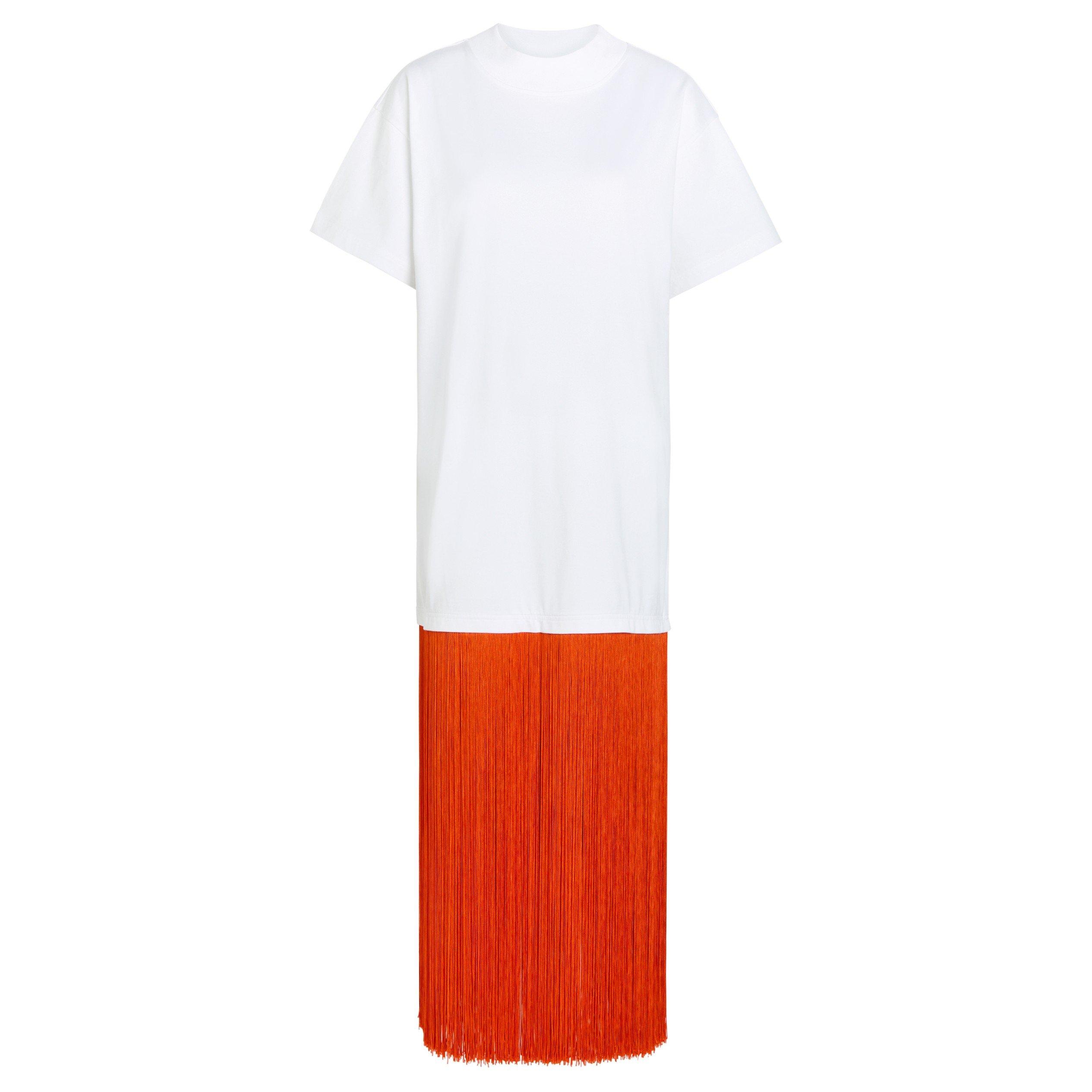 WHITE - Alaia - Women's Fringed Cotton Loose-Fit T-Shirt
