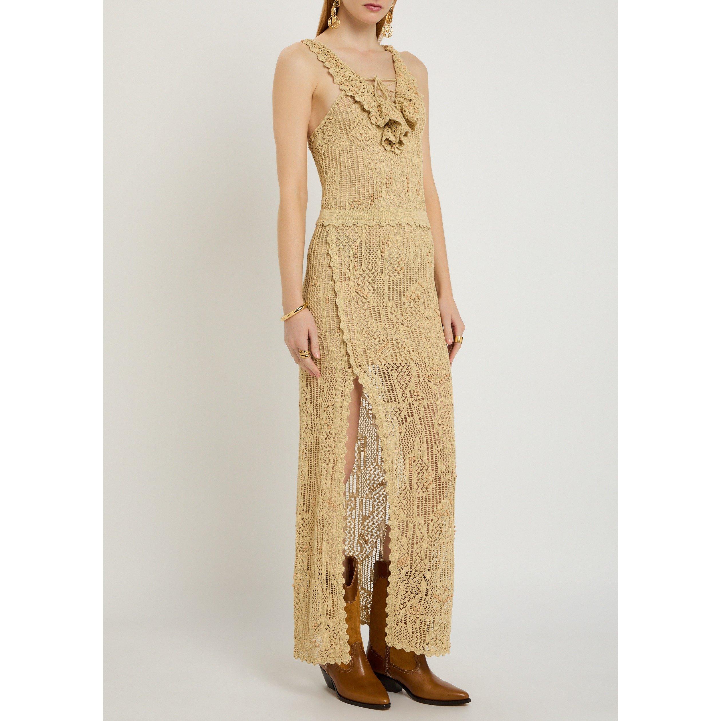 CAMEL - Isabel Marant - Women's Ornella-GD Cotton Crochet Maxi Dress - 2