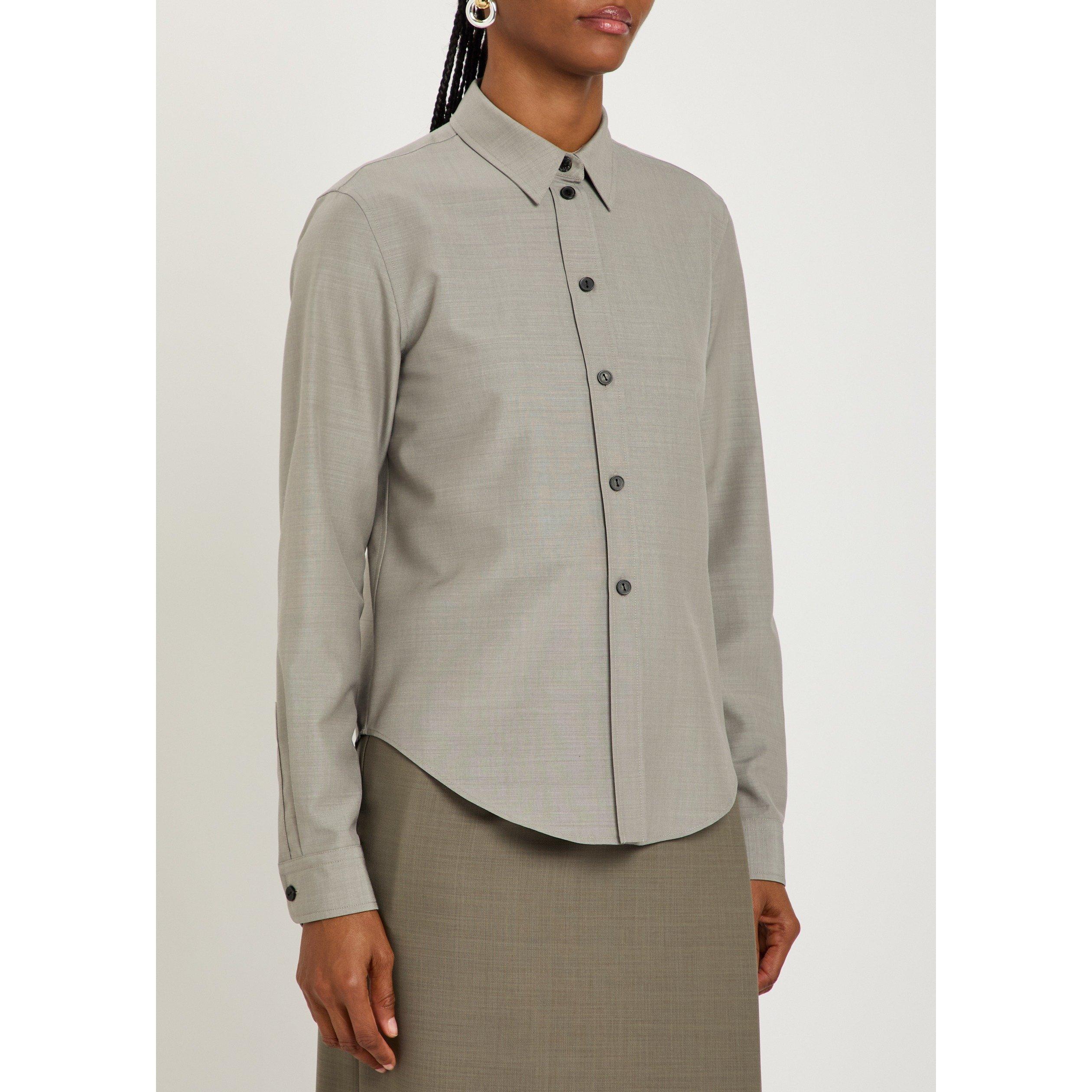 GREY - Calvin Klein - Women's Sophie Wool Silk Long-Sleeve Shirt - 2