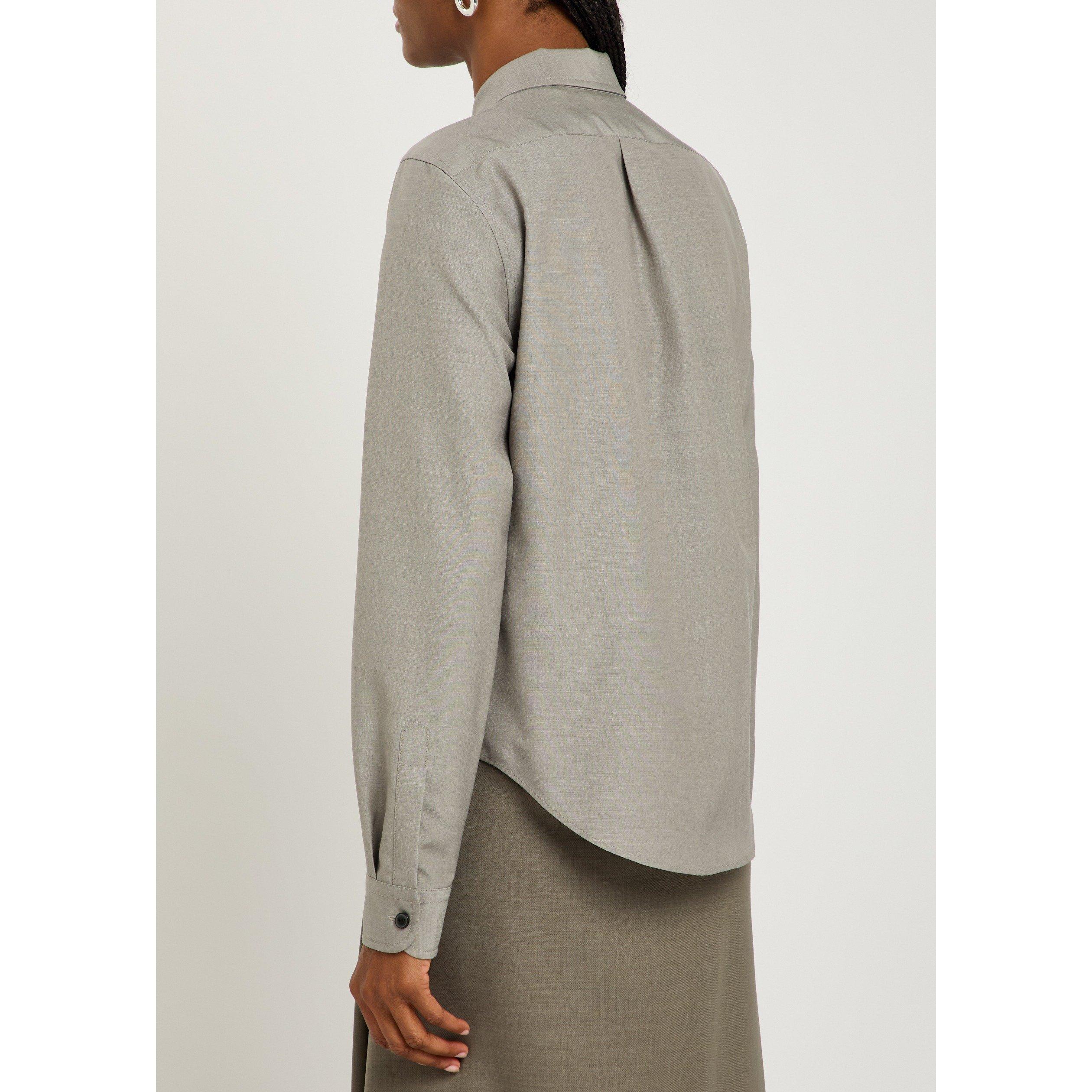 GREY - Calvin Klein - Women's Sophie Wool Silk Long-Sleeve Shirt - 3