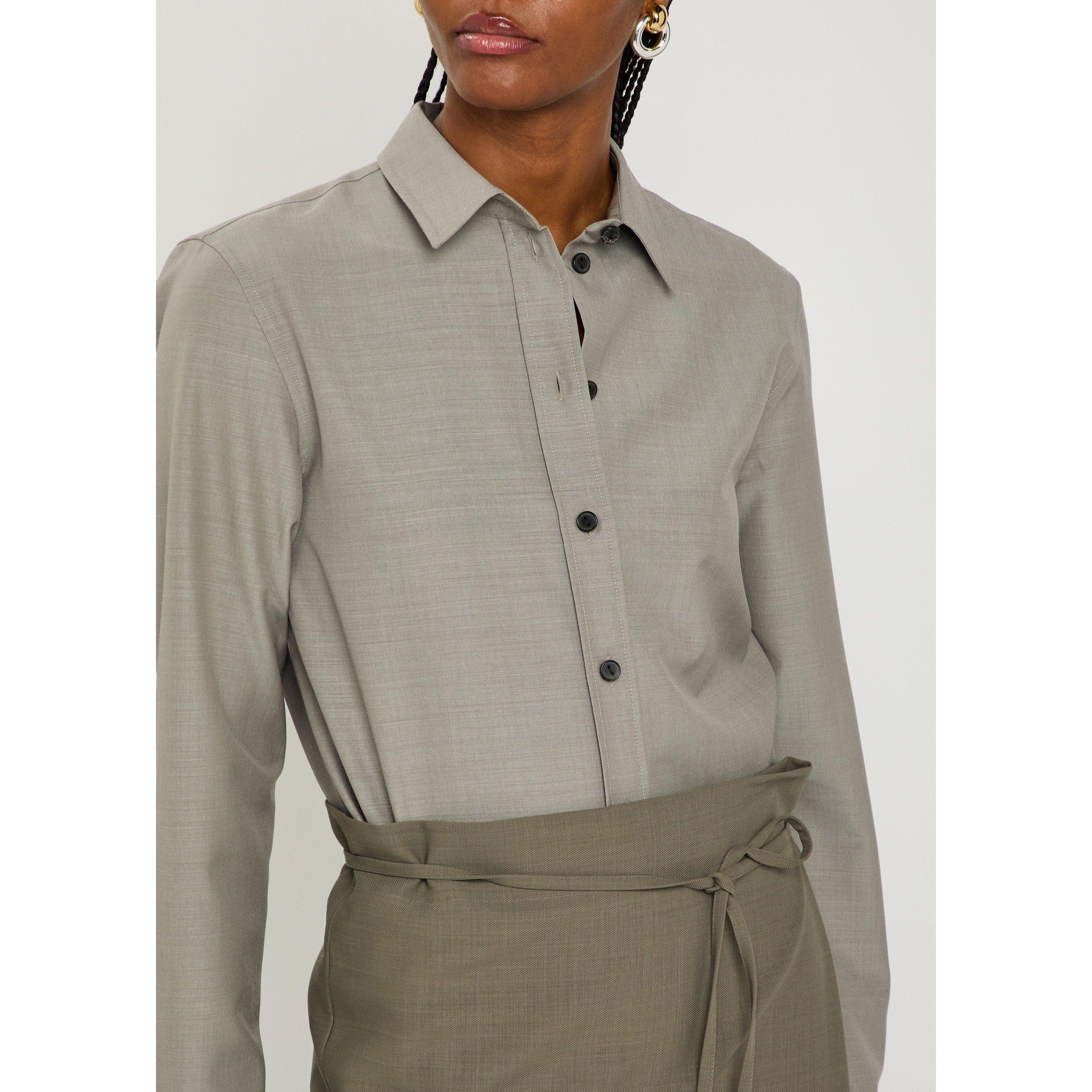 GREY - Calvin Klein - Women's Sophie Wool Silk Long-Sleeve Shirt - 4