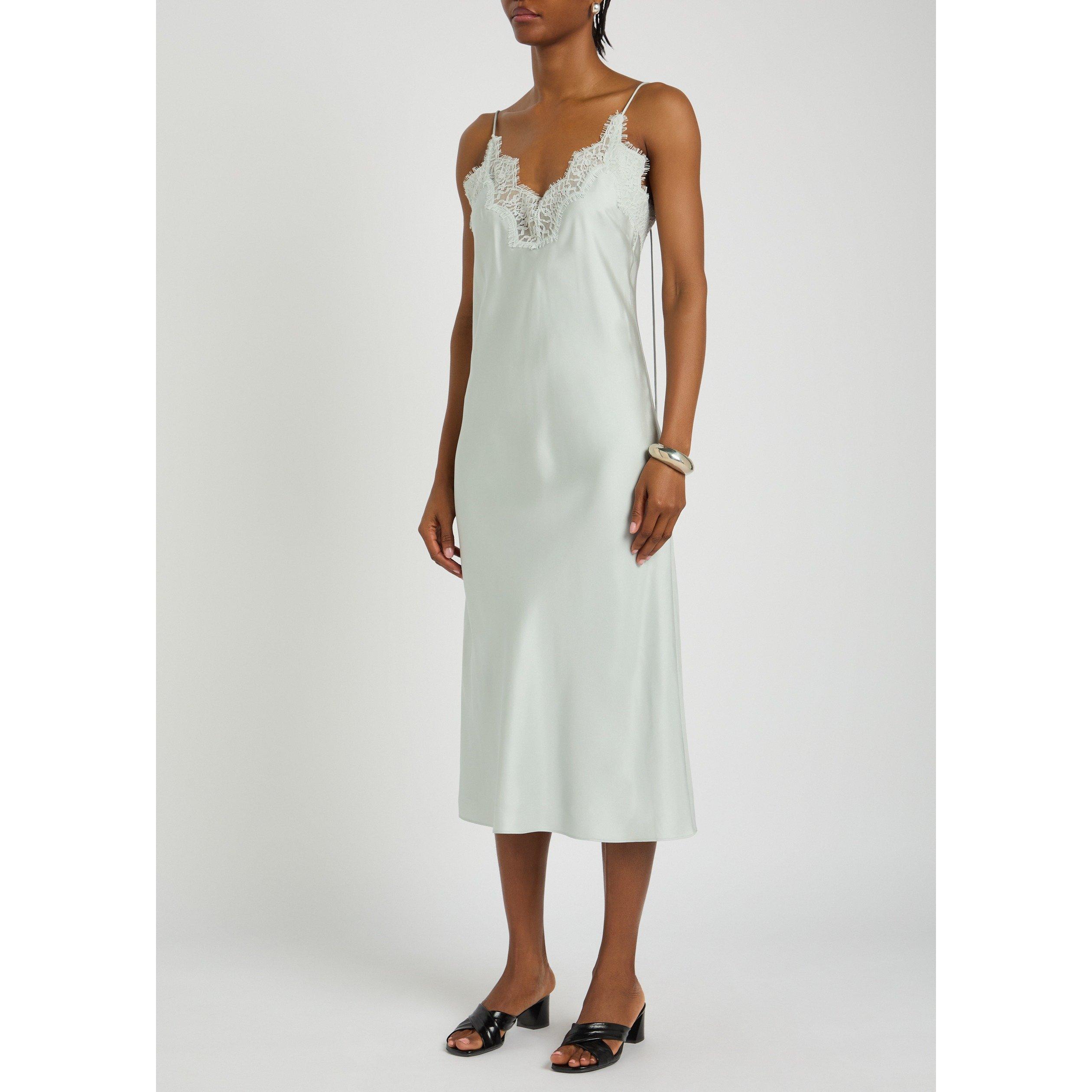 LIGHT BLUE - Rohe - Women's Silk Lace Slip Dress - 2