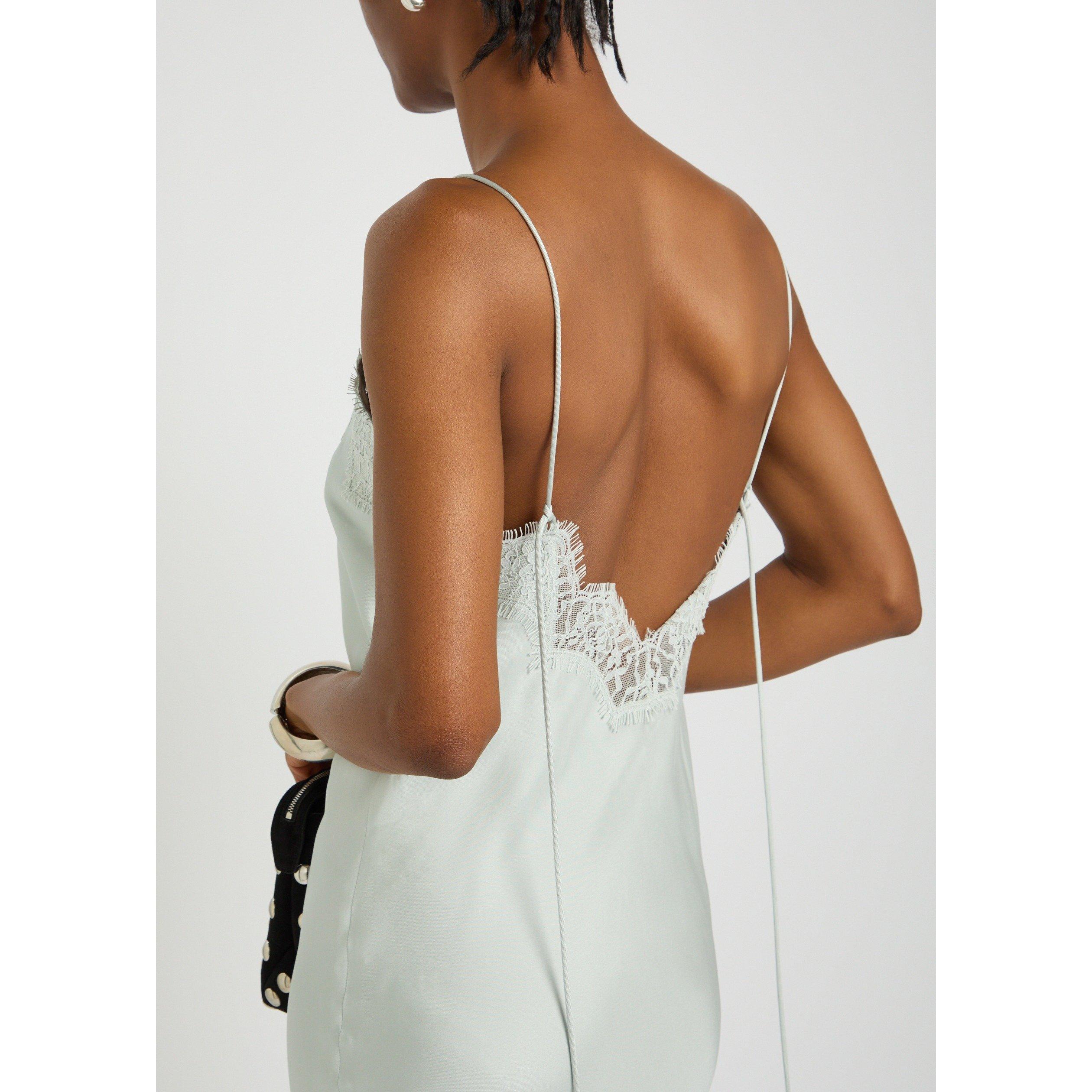 LIGHT BLUE - Rohe - Women's Silk Lace Slip Dress - 4