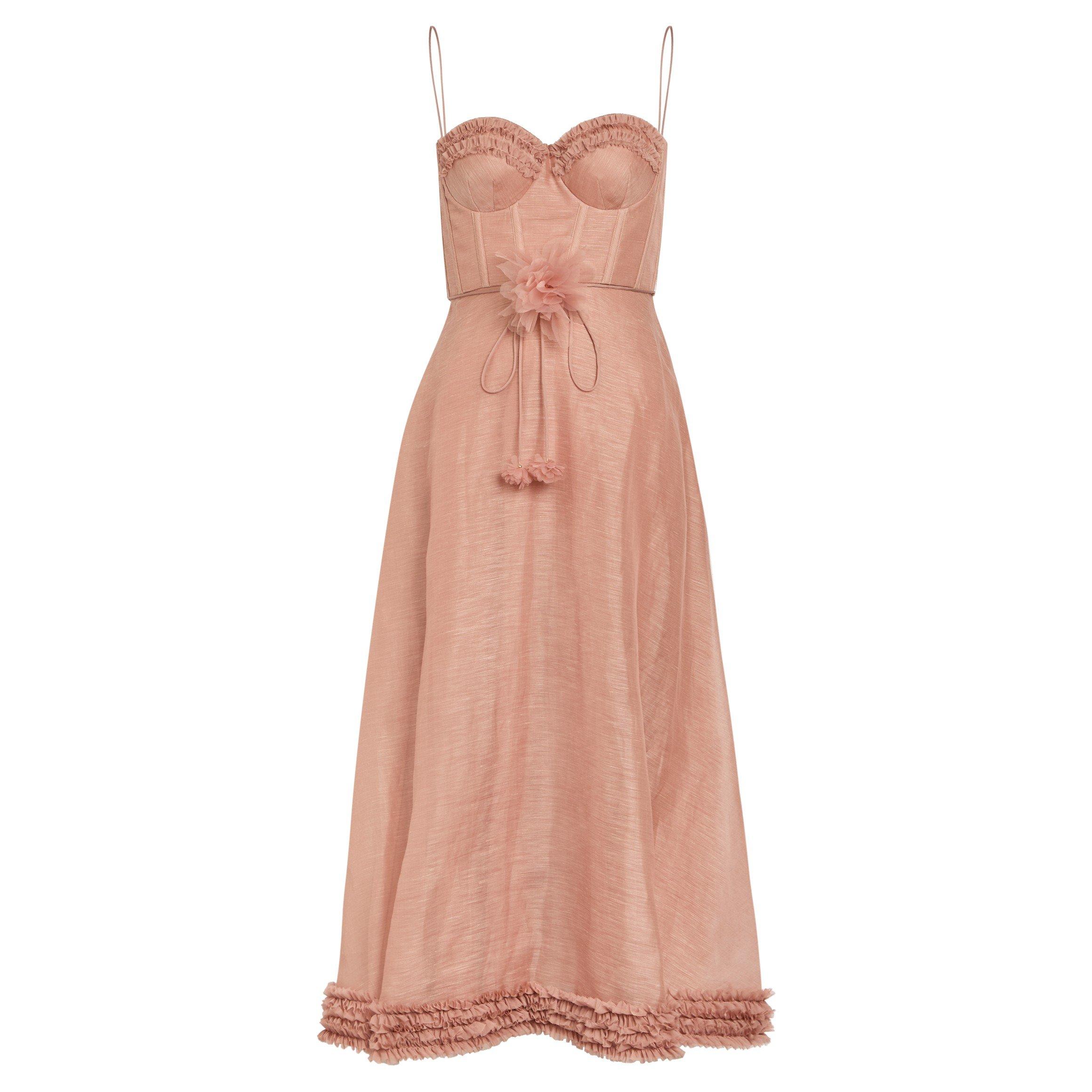PEACH - Zimmermann - Luna Ruffle Midi Dress