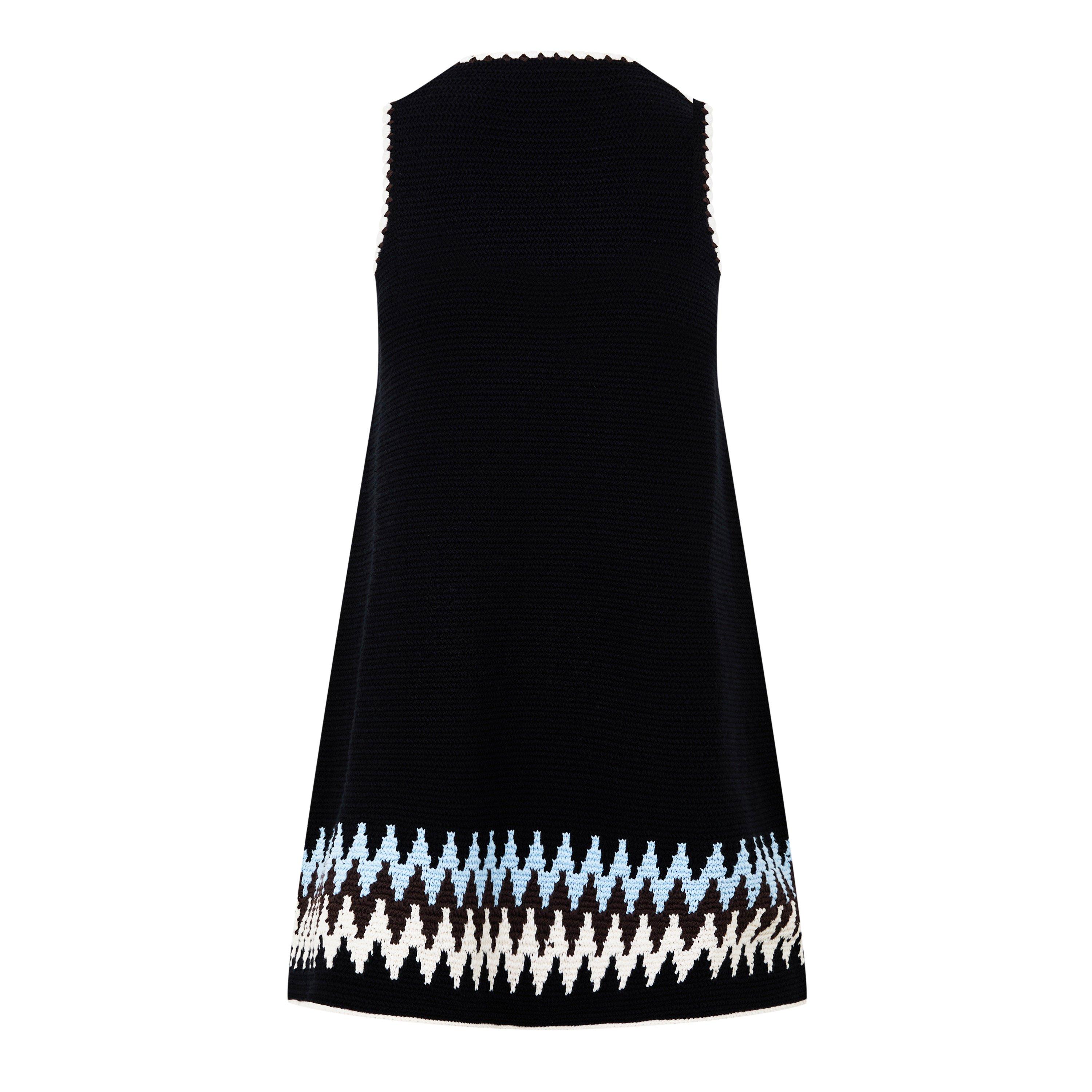 Black - Jil Sander - Women's Sleeveless Intarsia Knitted Scoop Neck Mini Dress - 6