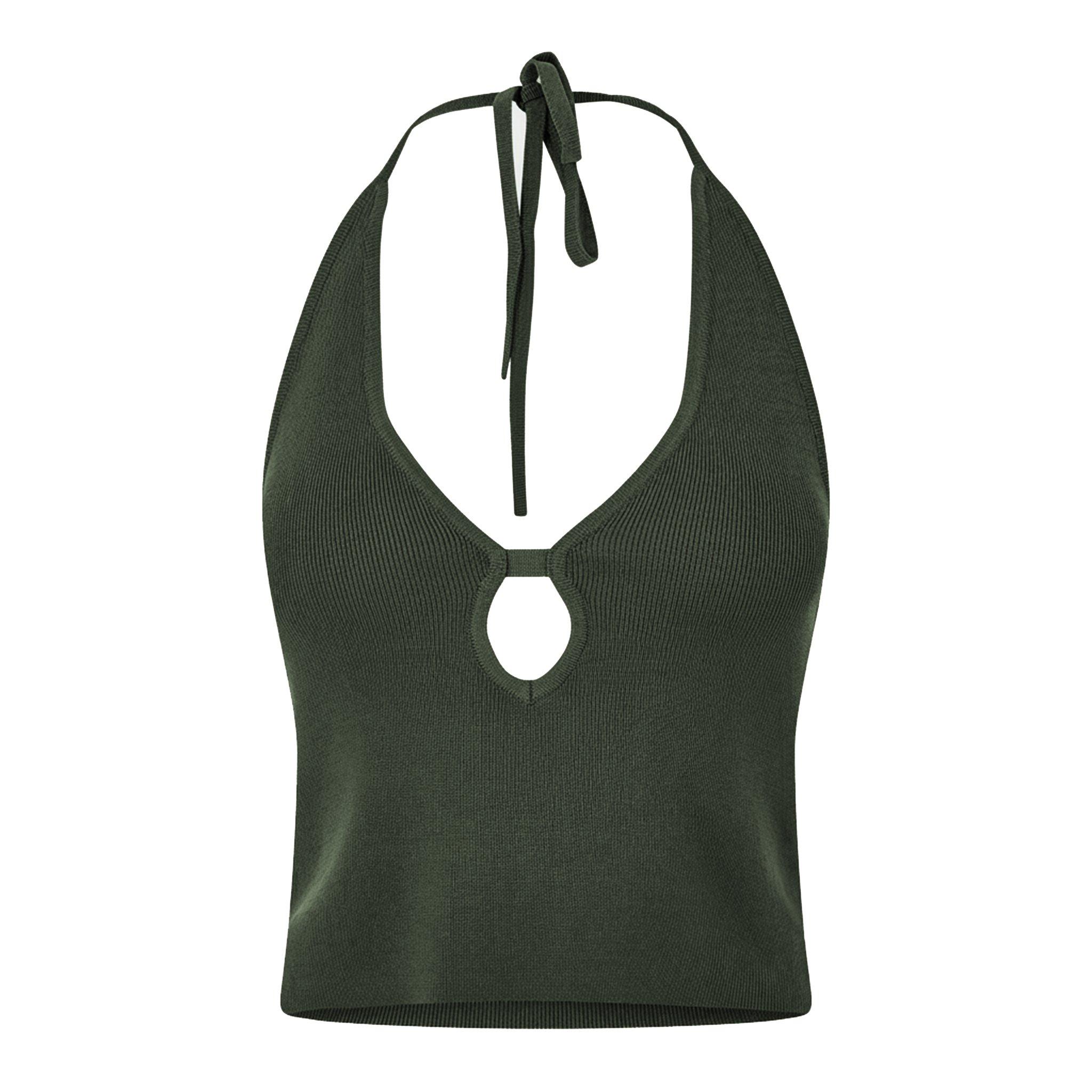 Jack Wills Women's Cut Out Knit Top - Khaki - 12 (M)