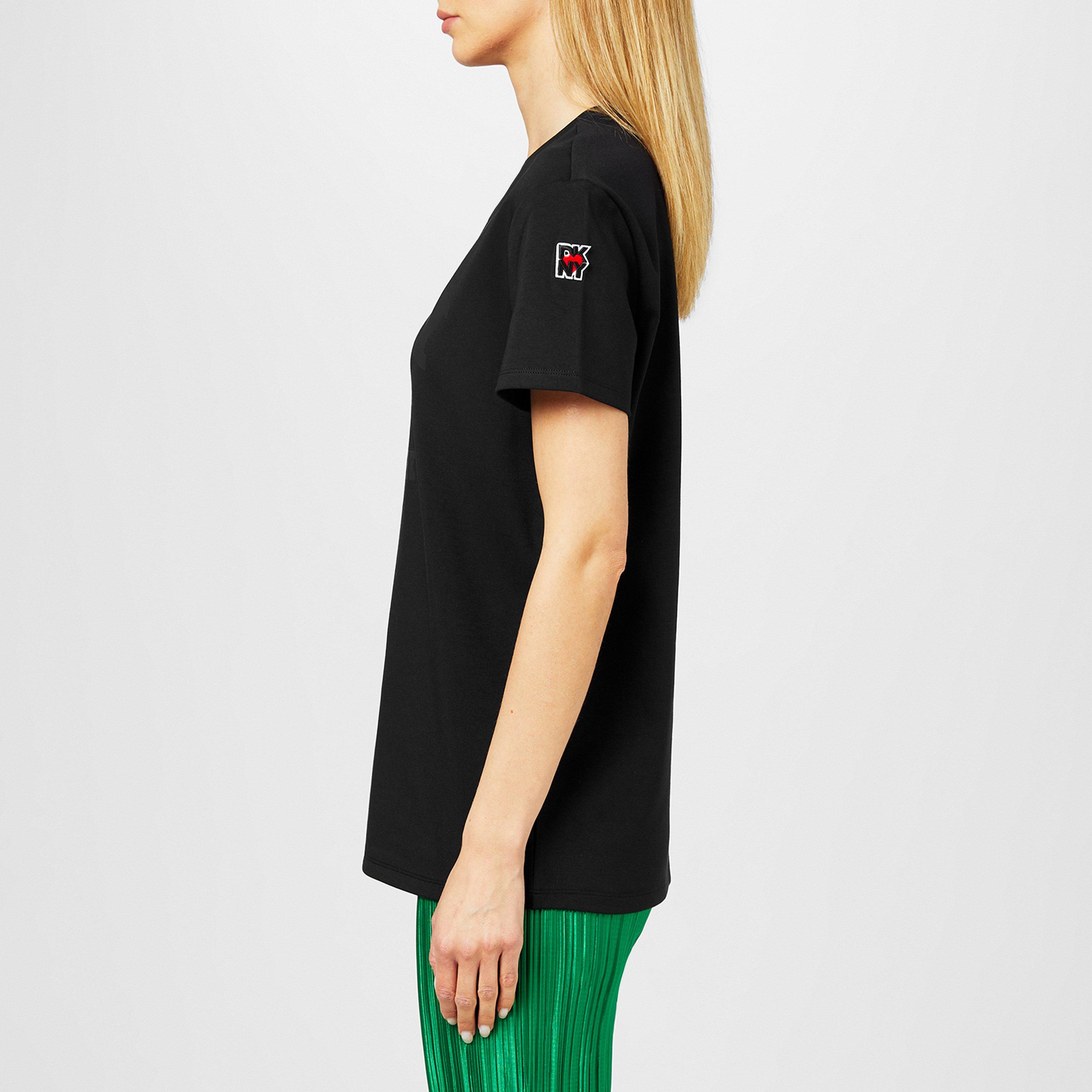 Black - DKNY - Women's Oversized Varsity T-Shirt - 2