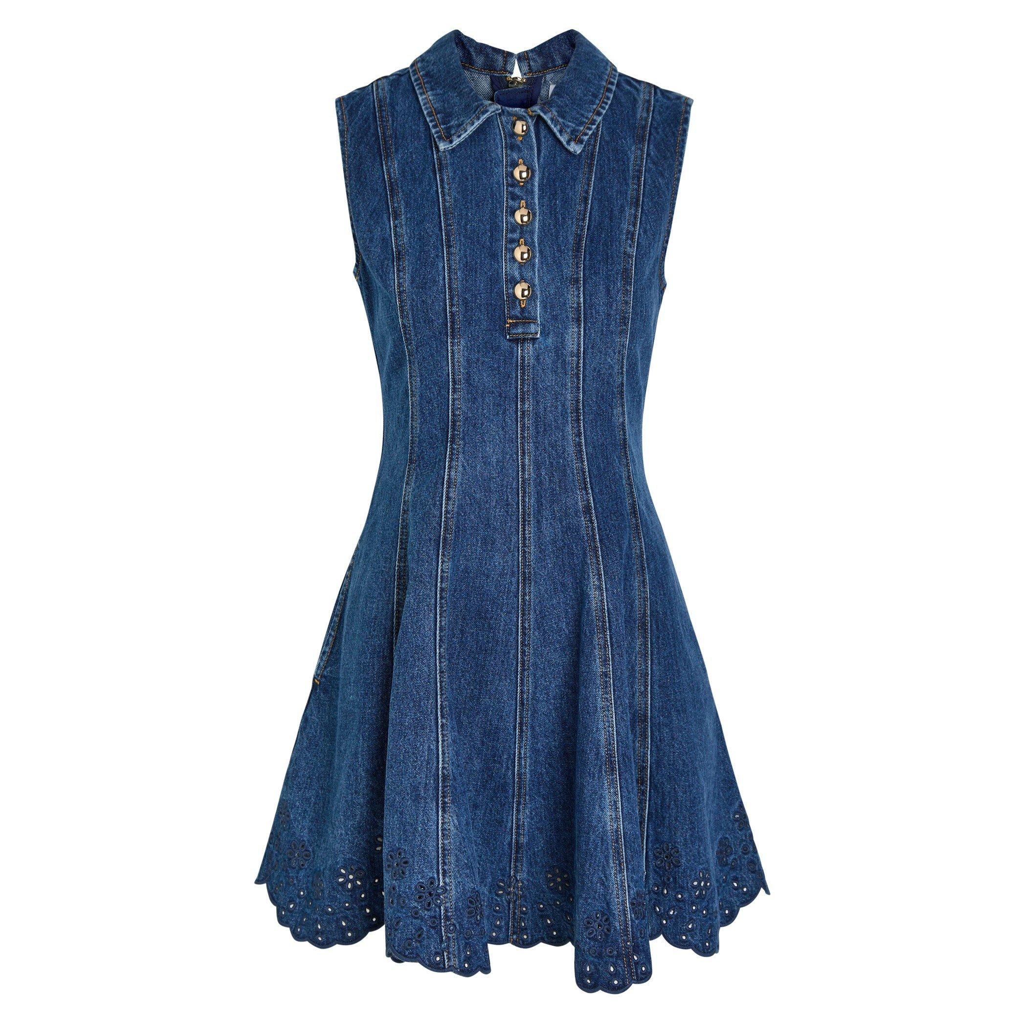 BLUE - Self Portrait - SD DENIM BRODERIE MINI DRESS