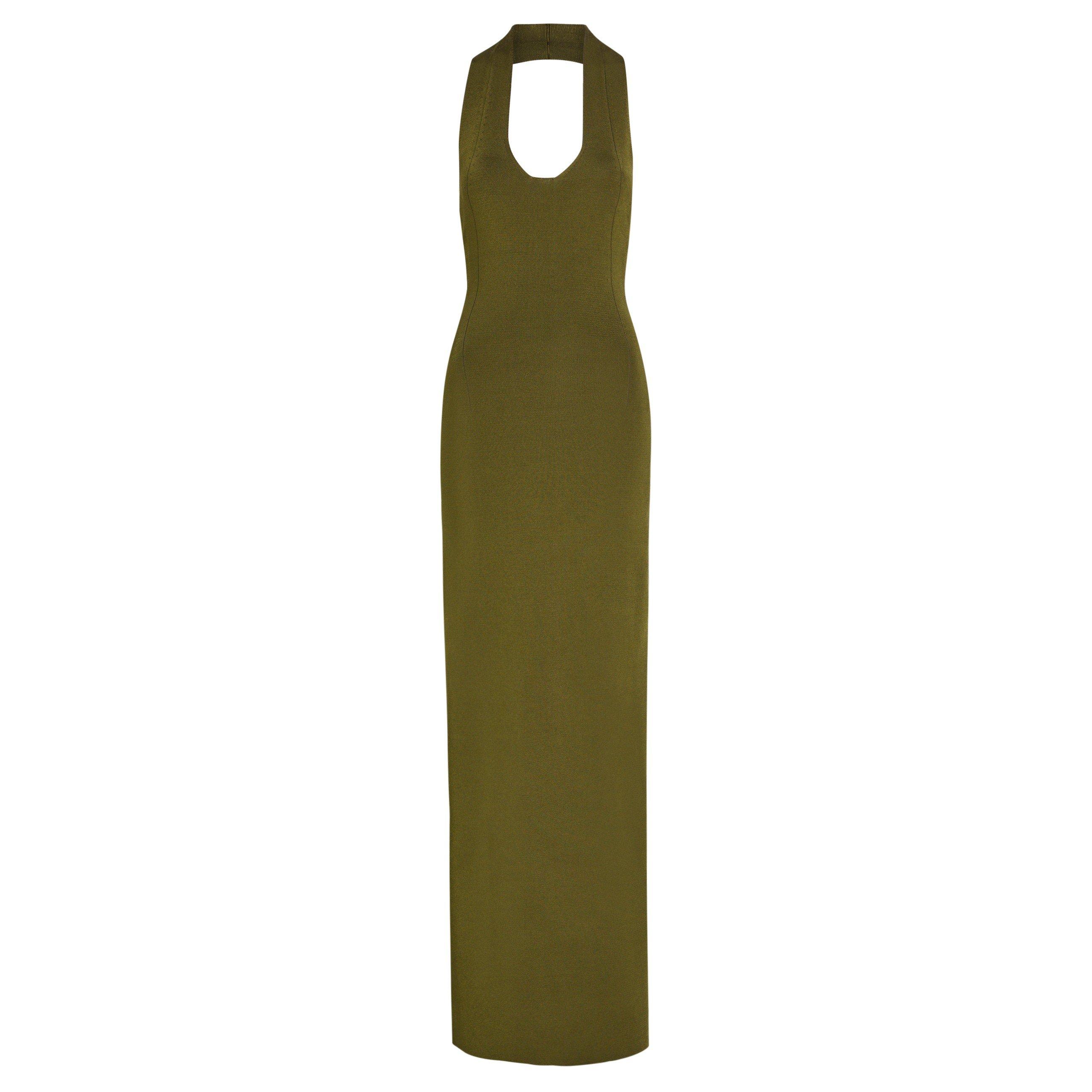 OLIVE - Khaite - Women's Mahi Halterneck Maxi Dress - 1