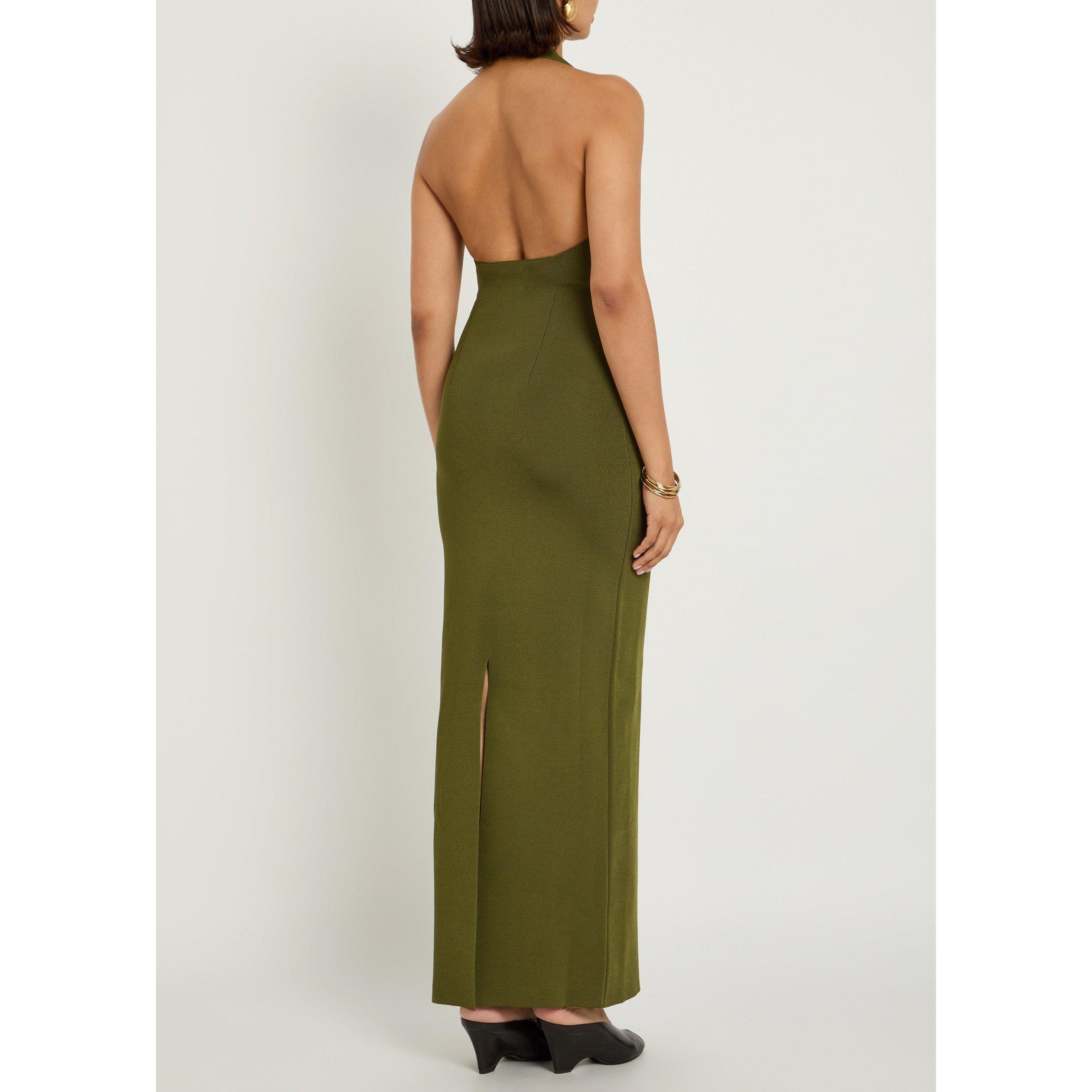 OLIVE - Khaite - Women's Mahi Halterneck Maxi Dress - 3