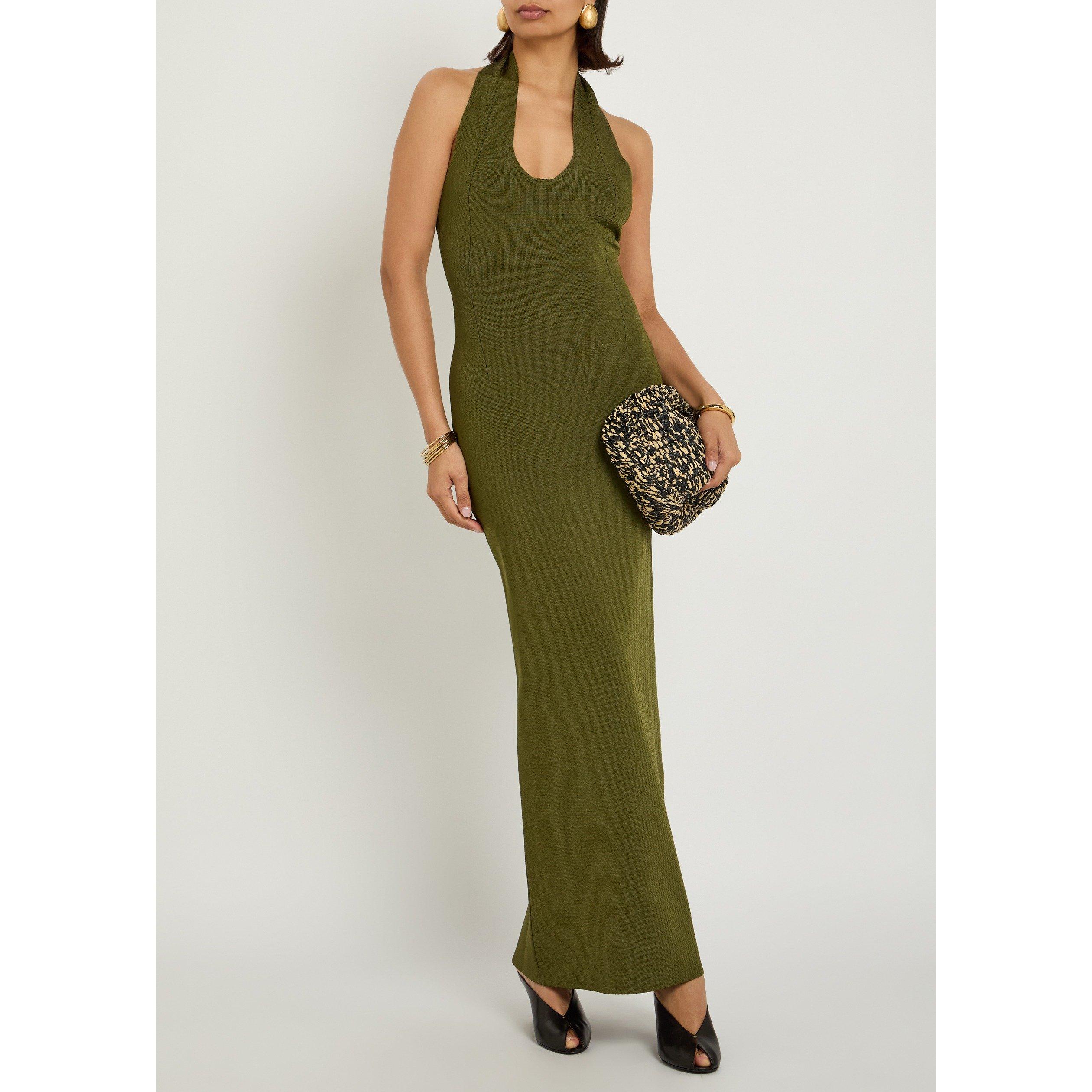 OLIVE - Khaite - Women's Mahi Halterneck Maxi Dress - 5