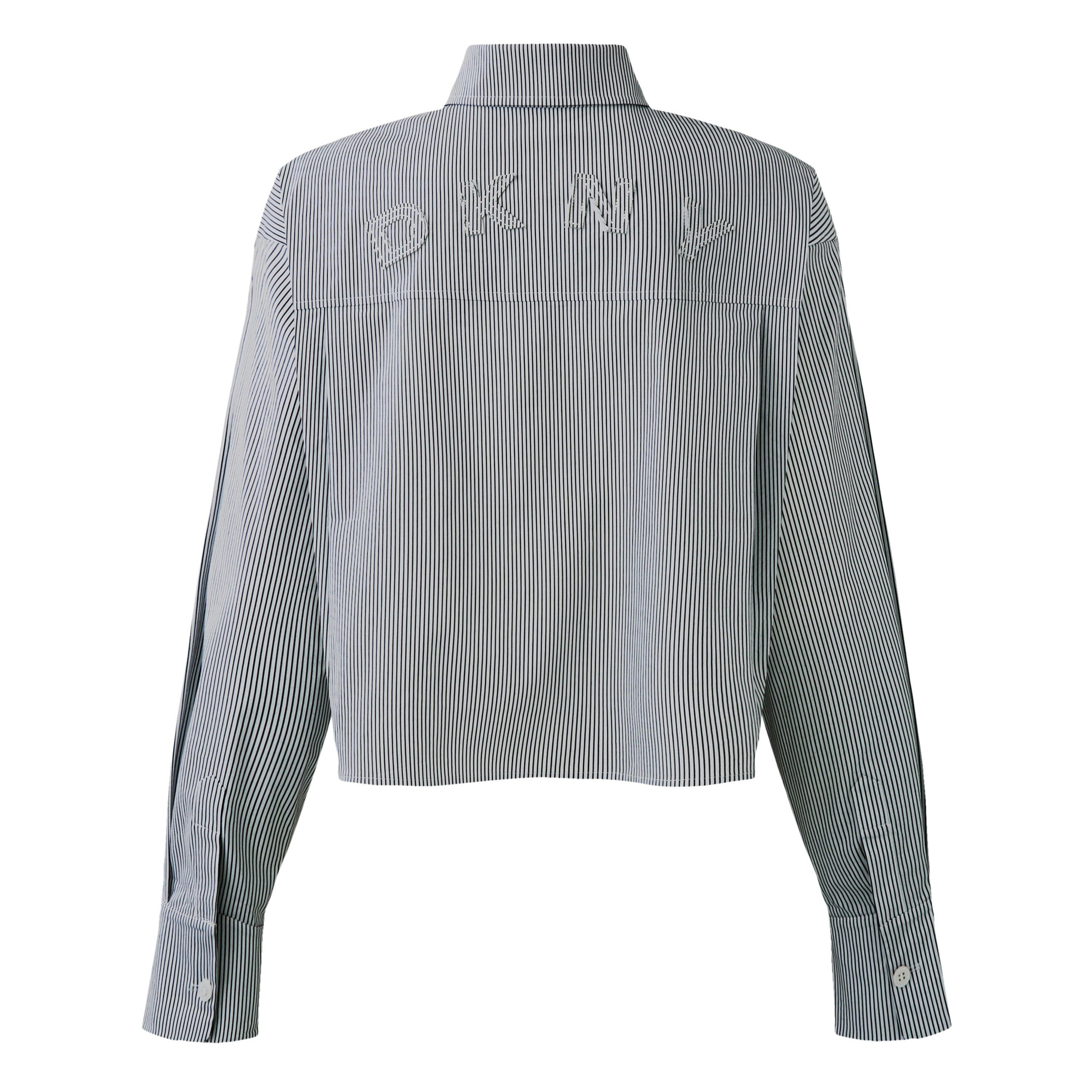 Blue - DKNY - Women's Cropped Stripe Long-Sleeve Oxford Shirt - 6