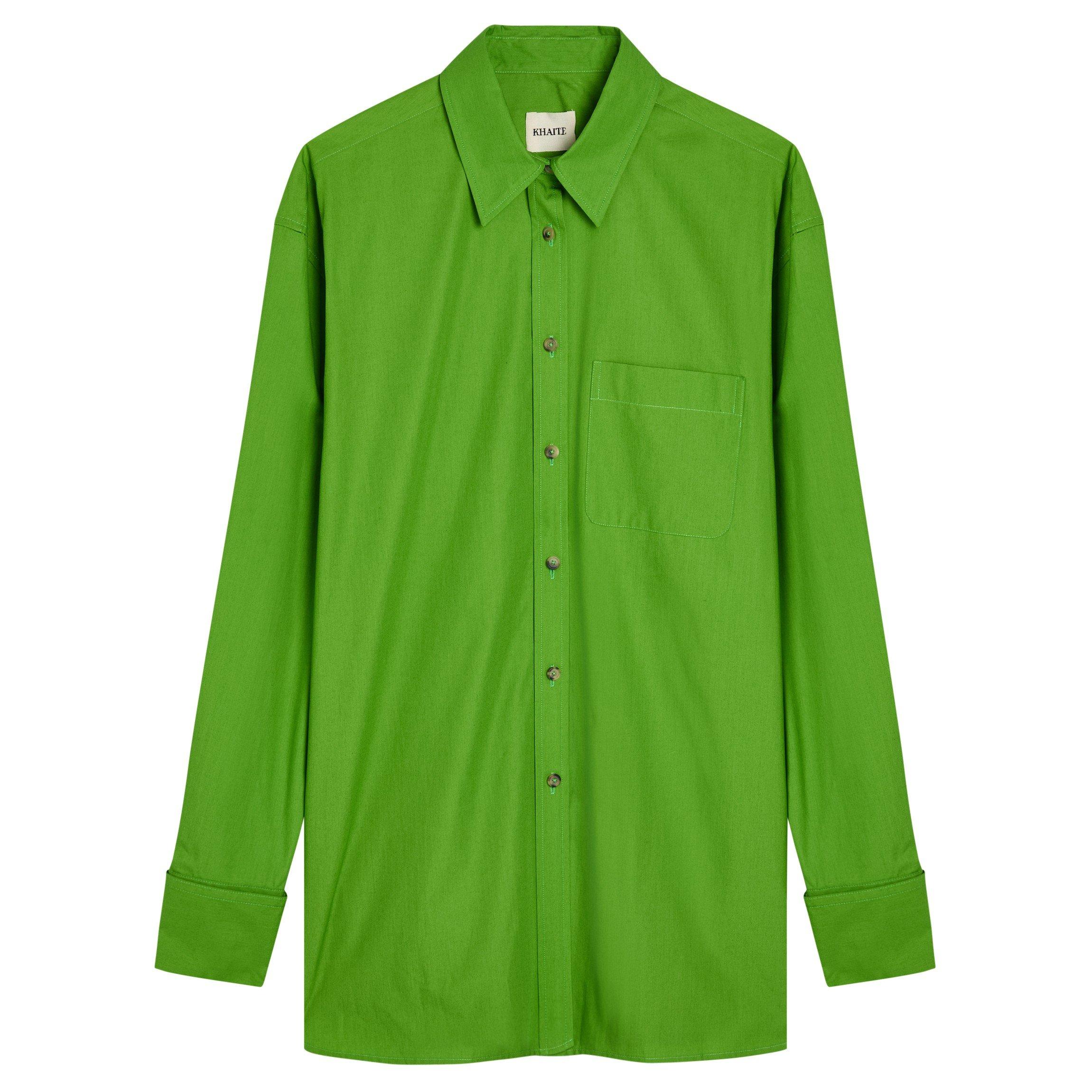 GREEN - Khaite - Women's Newton Oversized-Fit Cotton Long-Sleeve Plain Shirt - 1