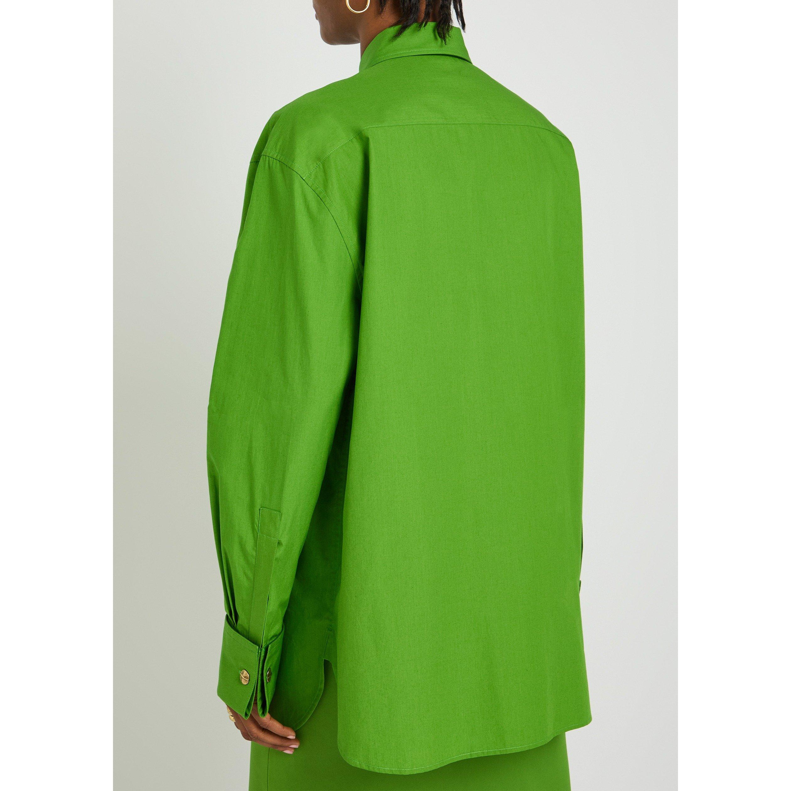 GREEN - Khaite - Women's Newton Oversized-Fit Cotton Long-Sleeve Plain Shirt - 3