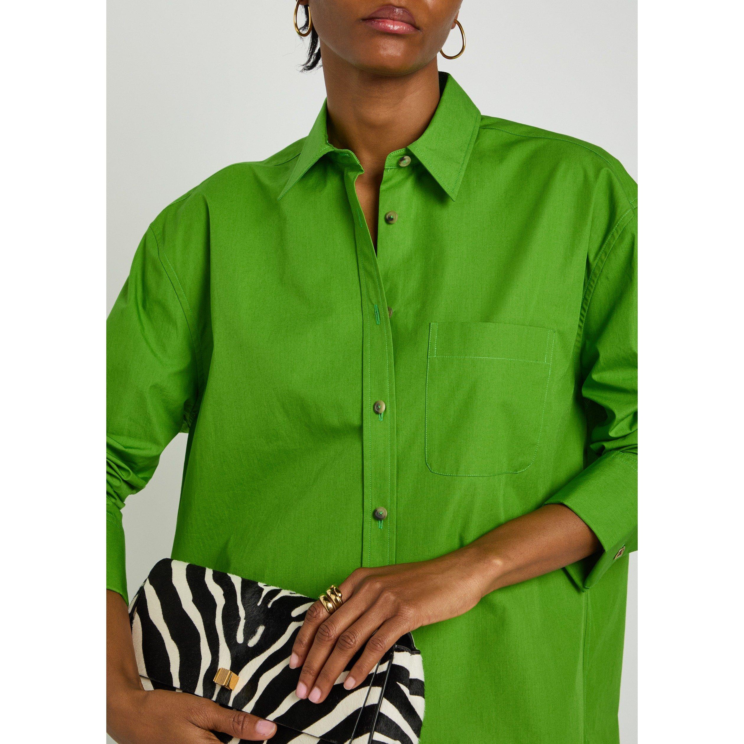 GREEN - Khaite - Women's Newton Oversized-Fit Cotton Long-Sleeve Plain Shirt - 4