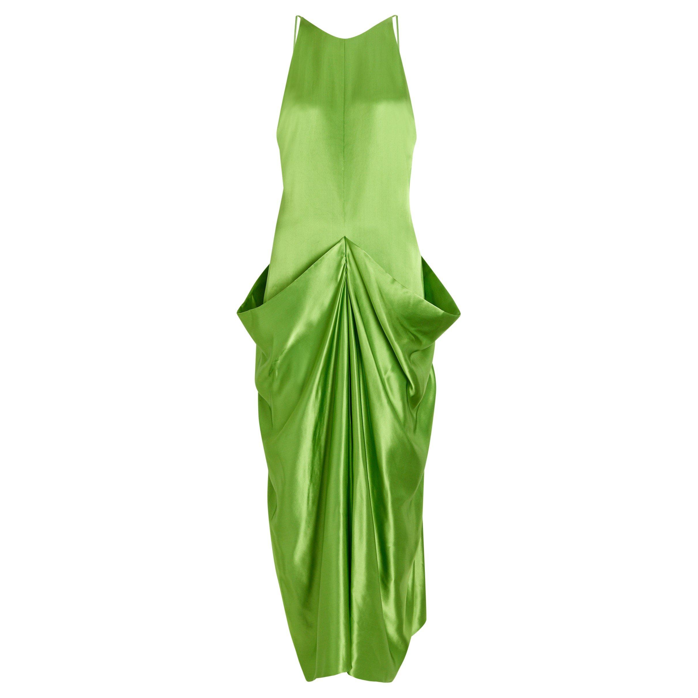 GREEN - Khaite - Women's Kent Satin Slim-Fit Maxi Dress - 1