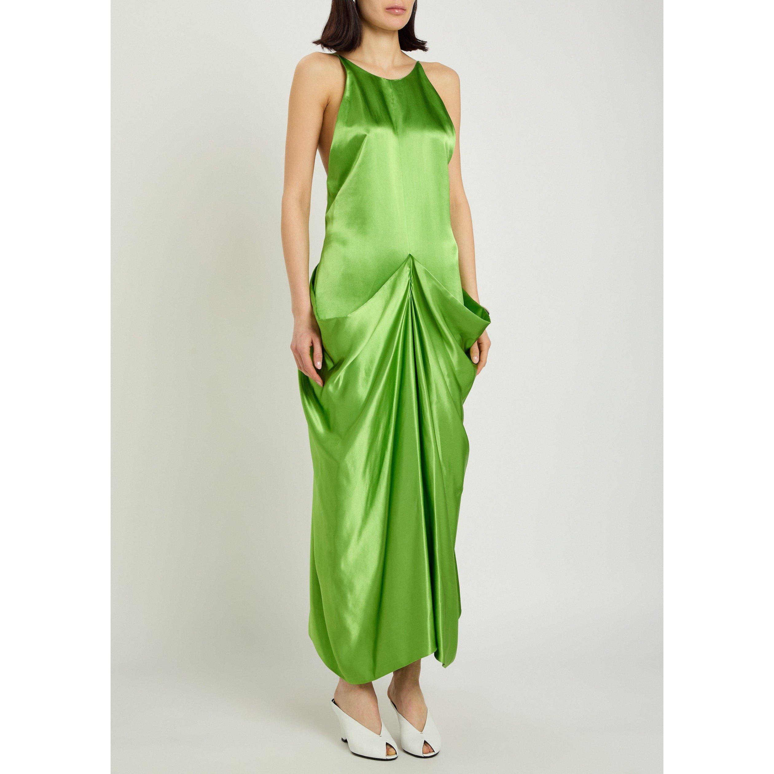 GREEN - Khaite - Women's Kent Satin Slim-Fit Maxi Dress - 2