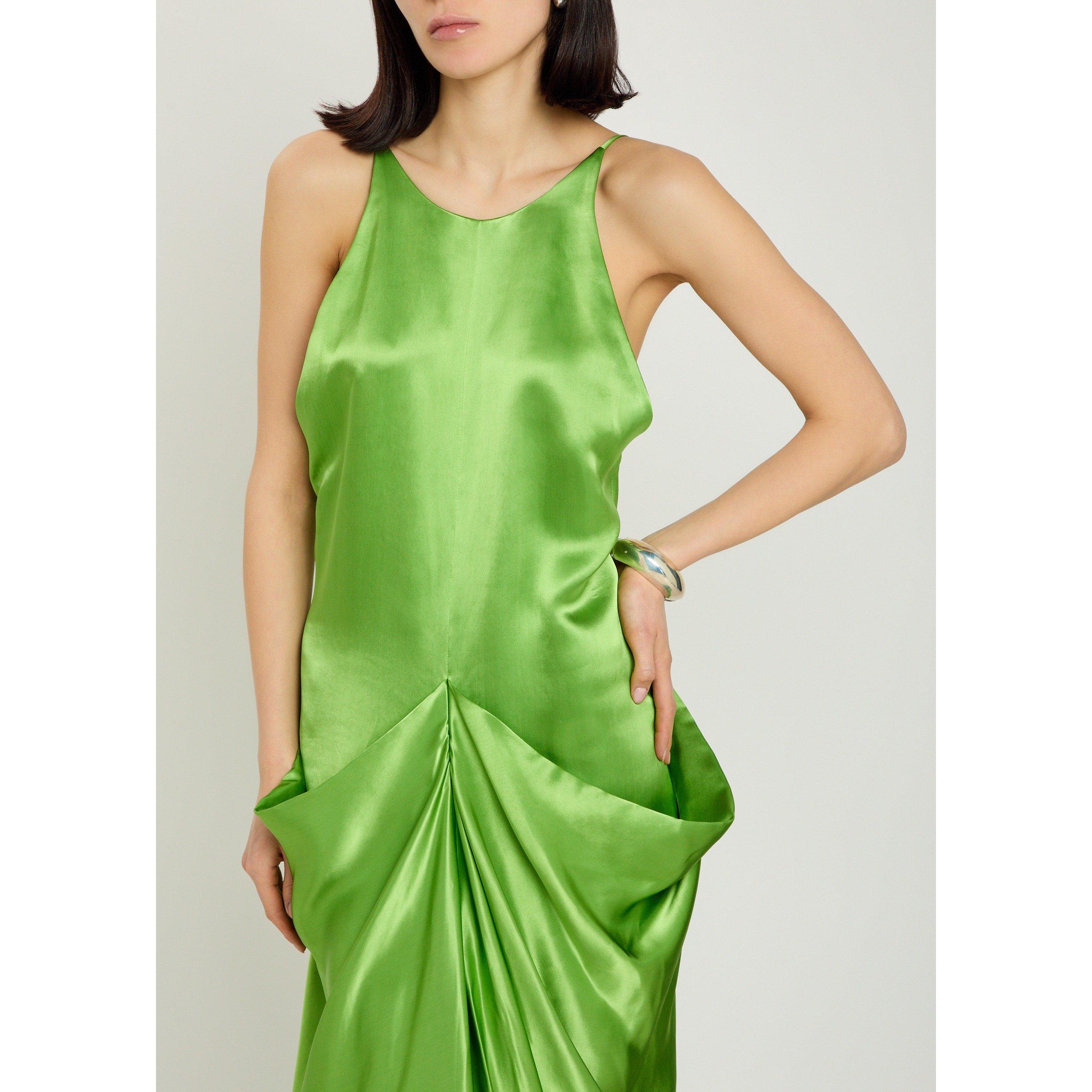 GREEN - Khaite - Women's Kent Satin Slim-Fit Maxi Dress - 4