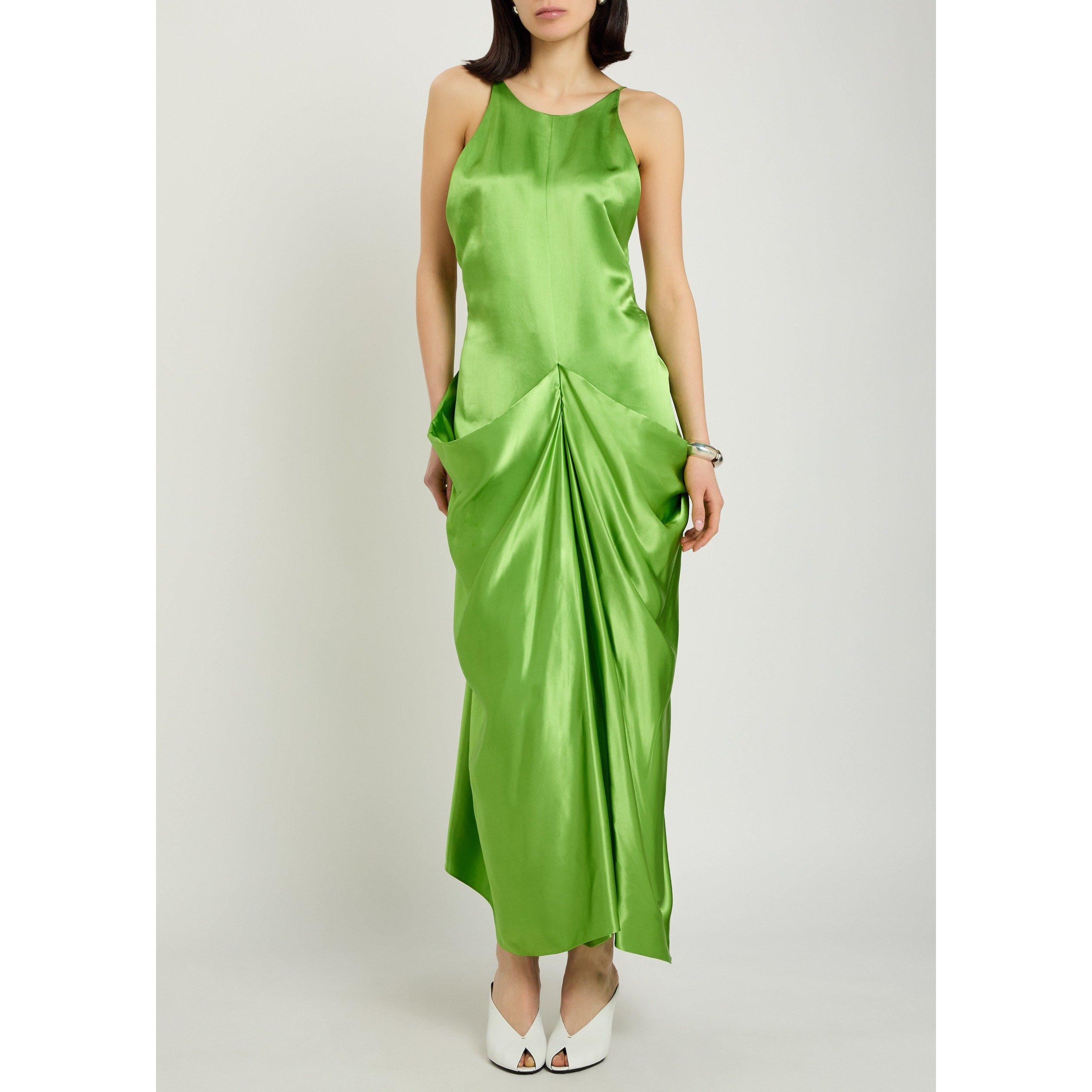 GREEN - Khaite - Women's Kent Satin Slim-Fit Maxi Dress - 5