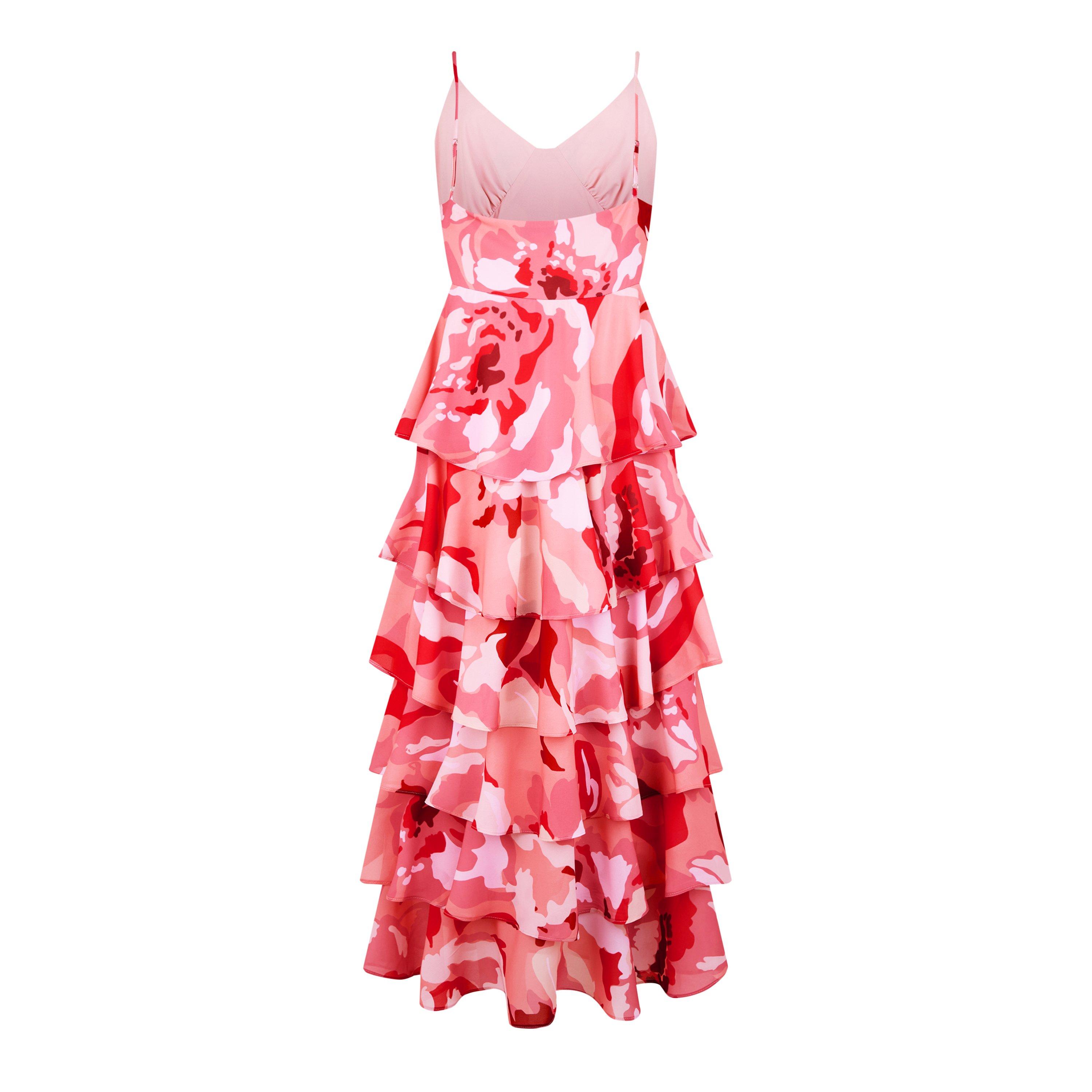 Pink Floral - Pretty Lavish - Lissy Ruffle Midaxi Dress - 6