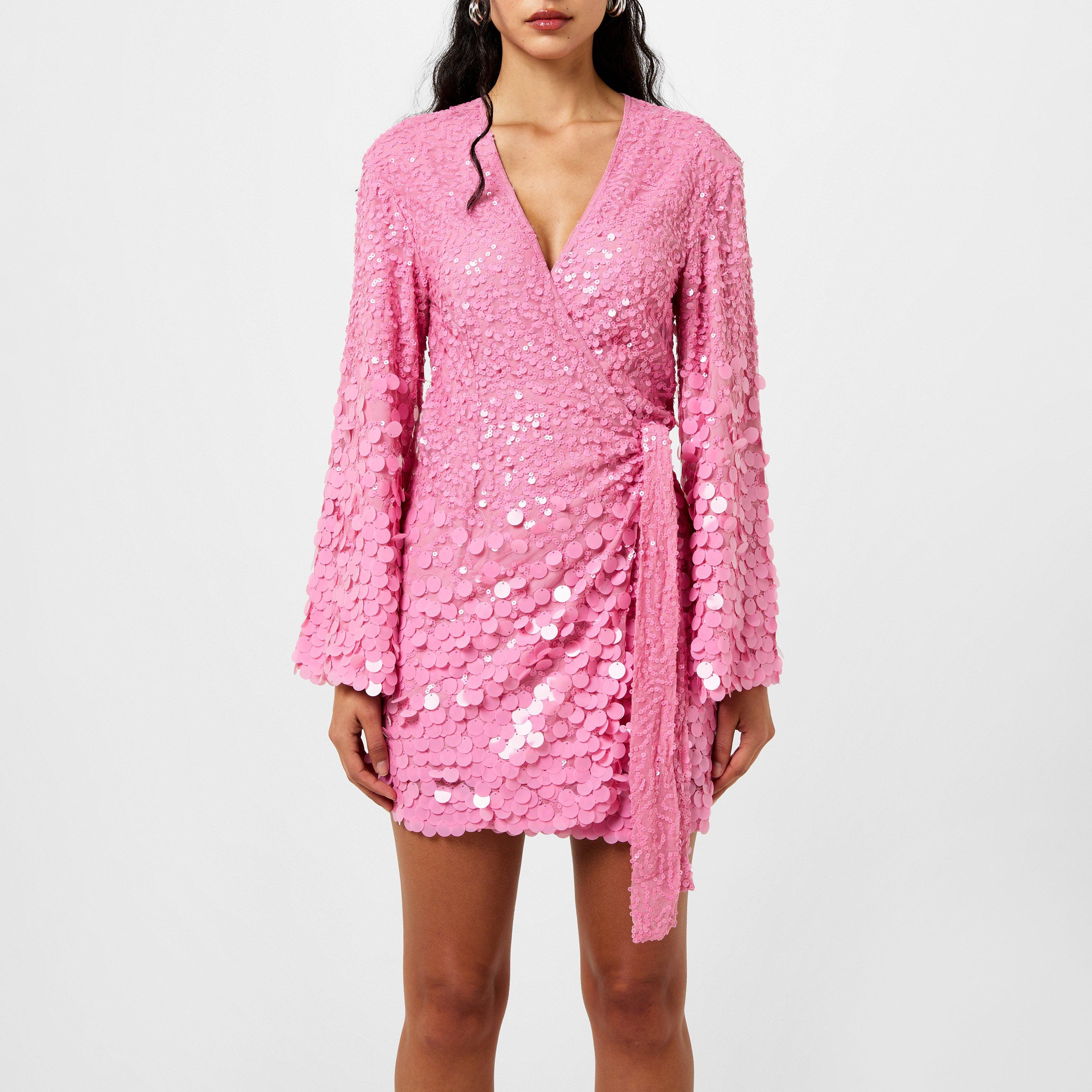 pink Sequin - Pretty Lavish - Provence Wrap Sequin Dress - 1