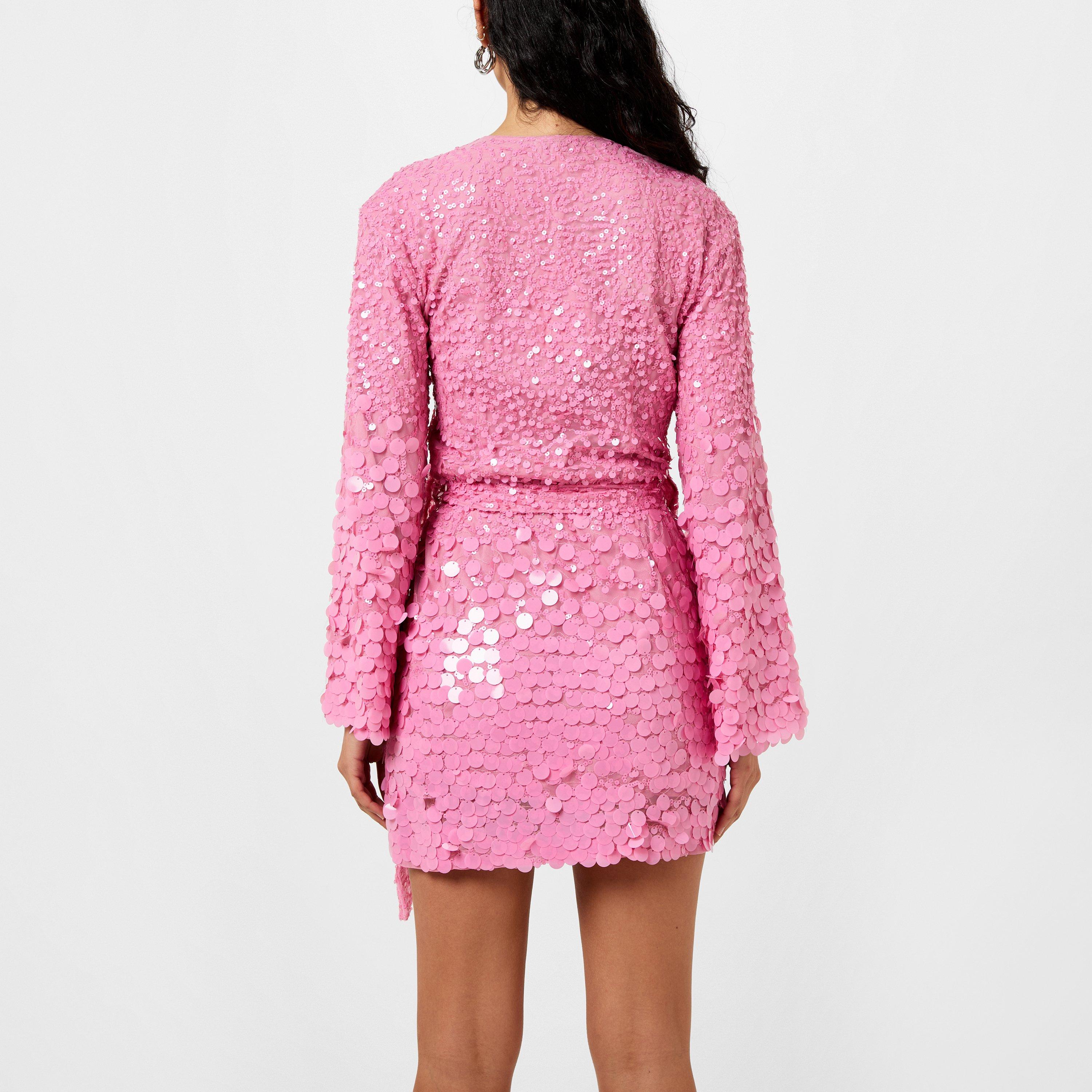 pink Sequin - Pretty Lavish - Provence Wrap Sequin Dress - 3