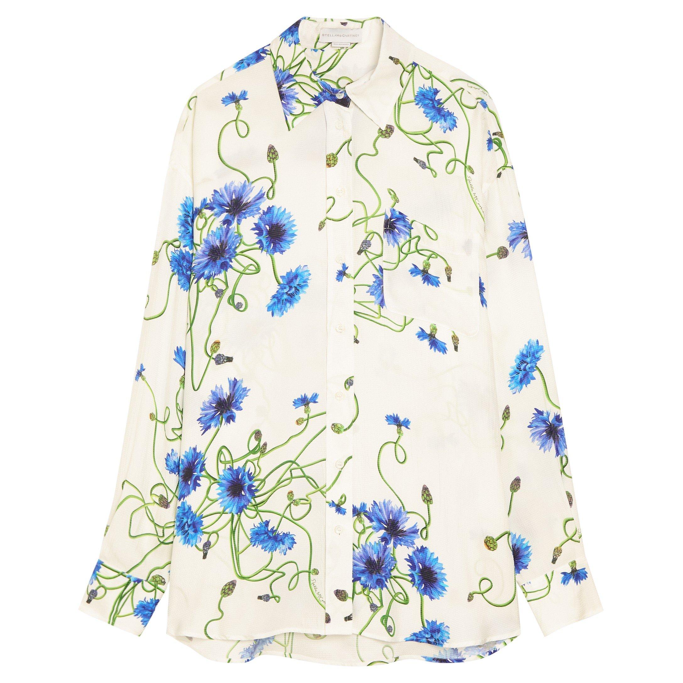 WHITE AND OTHER - Stella McCartney - Floral Print Hammered Silk Ovs