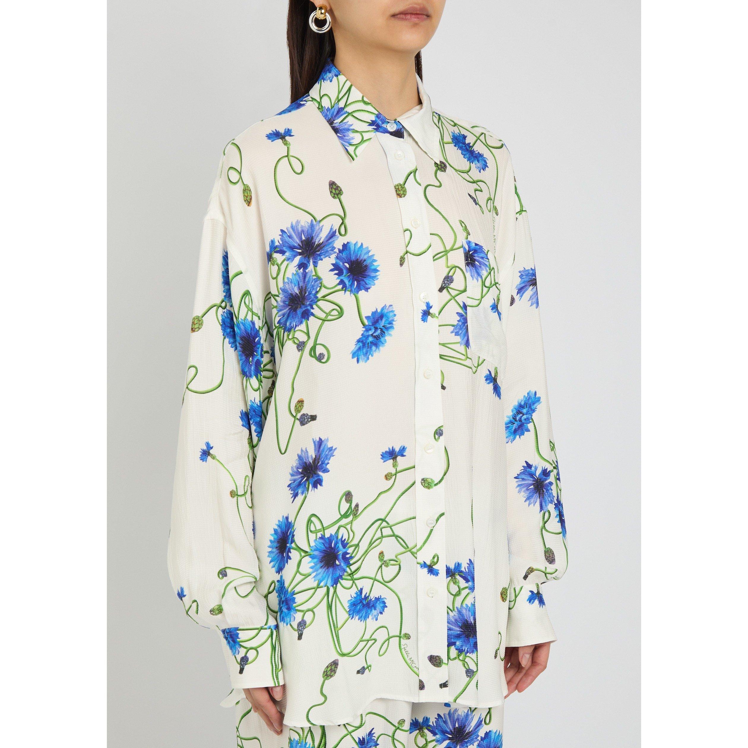 WHITE AND OTHER - Stella McCartney - Floral Print Hammered Silk Ovs - 2