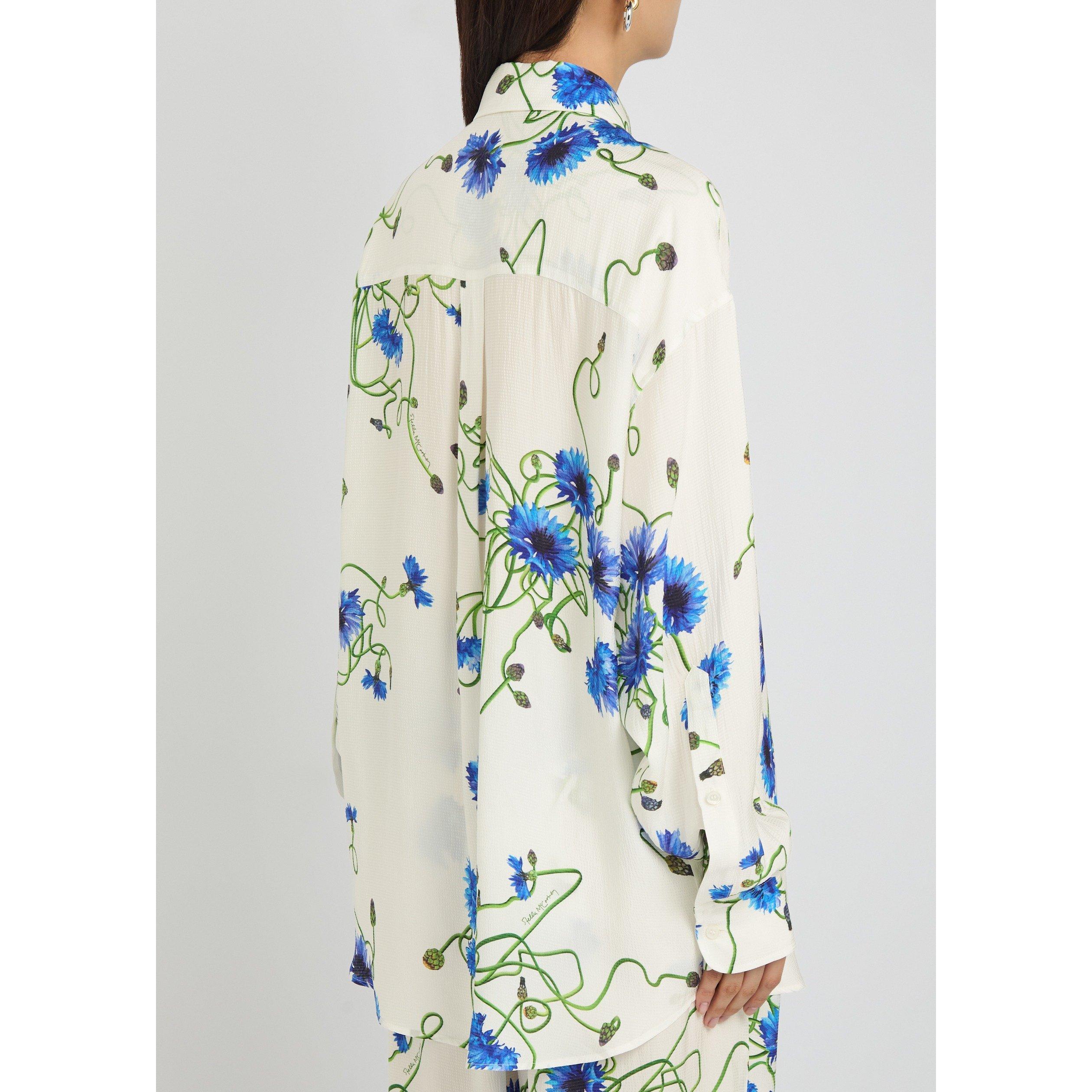 WHITE AND OTHER - Stella McCartney - Floral Print Hammered Silk Ovs - 3