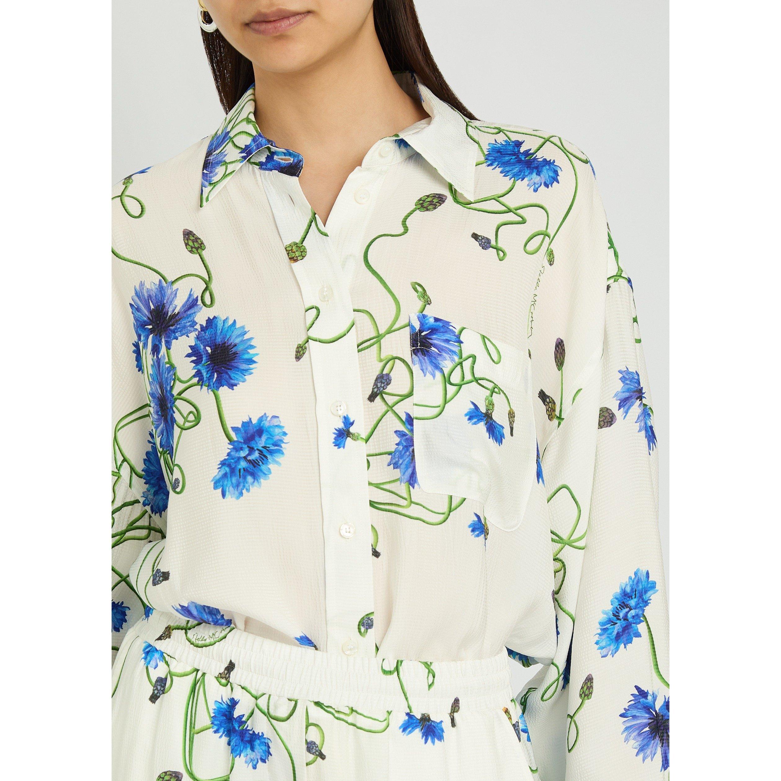 WHITE AND OTHER - Stella McCartney - Floral Print Hammered Silk Ovs - 4