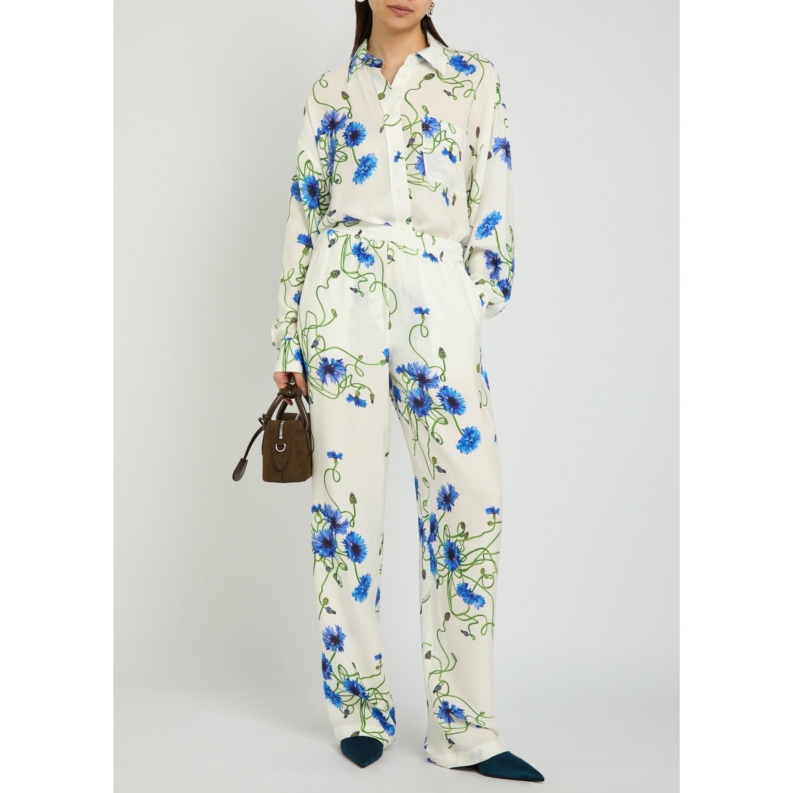 WHITE AND OTHER - Stella McCartney - Floral Print Hammered Silk Ovs - 5