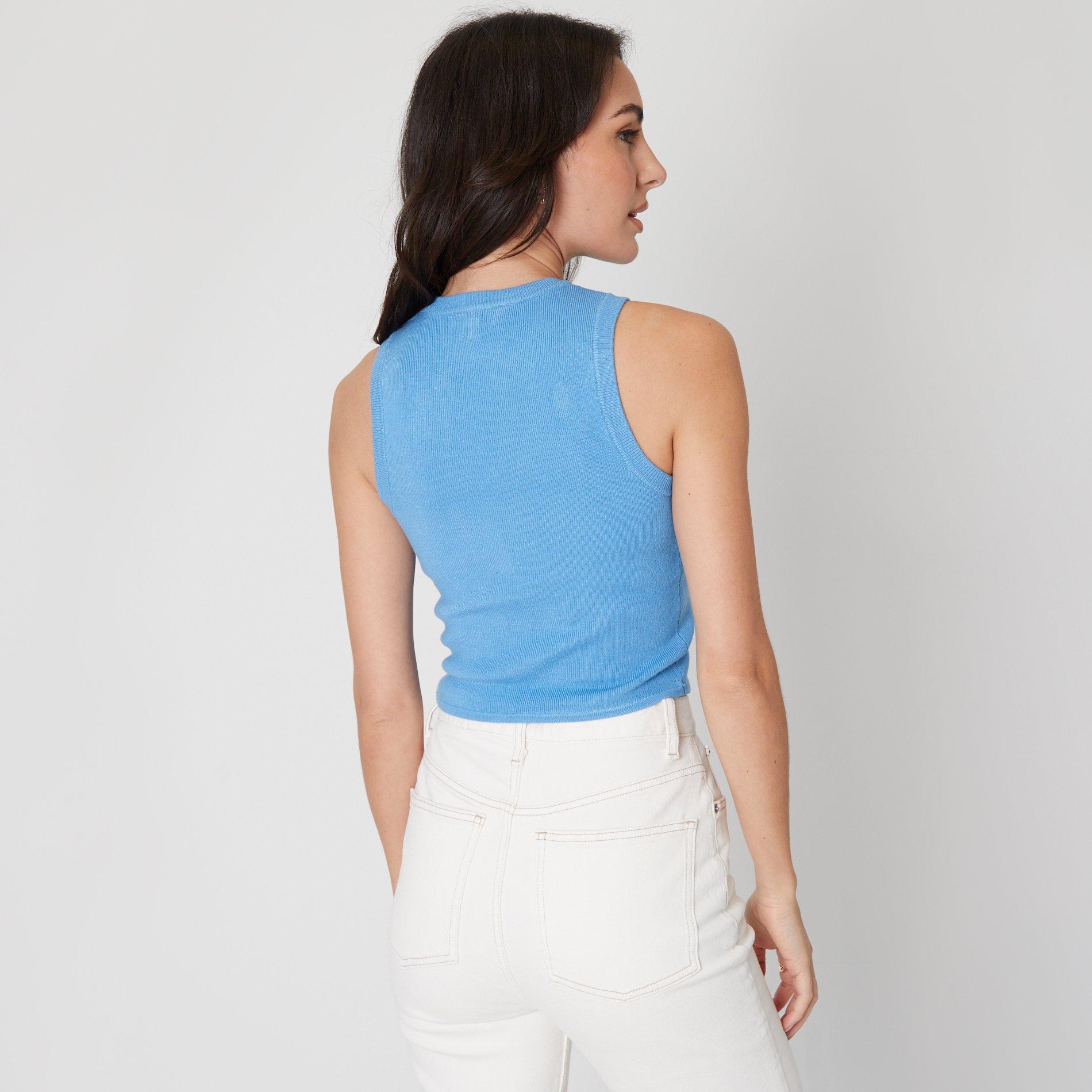 Blå - Be You - Crop Knitted Vest Womens - 3