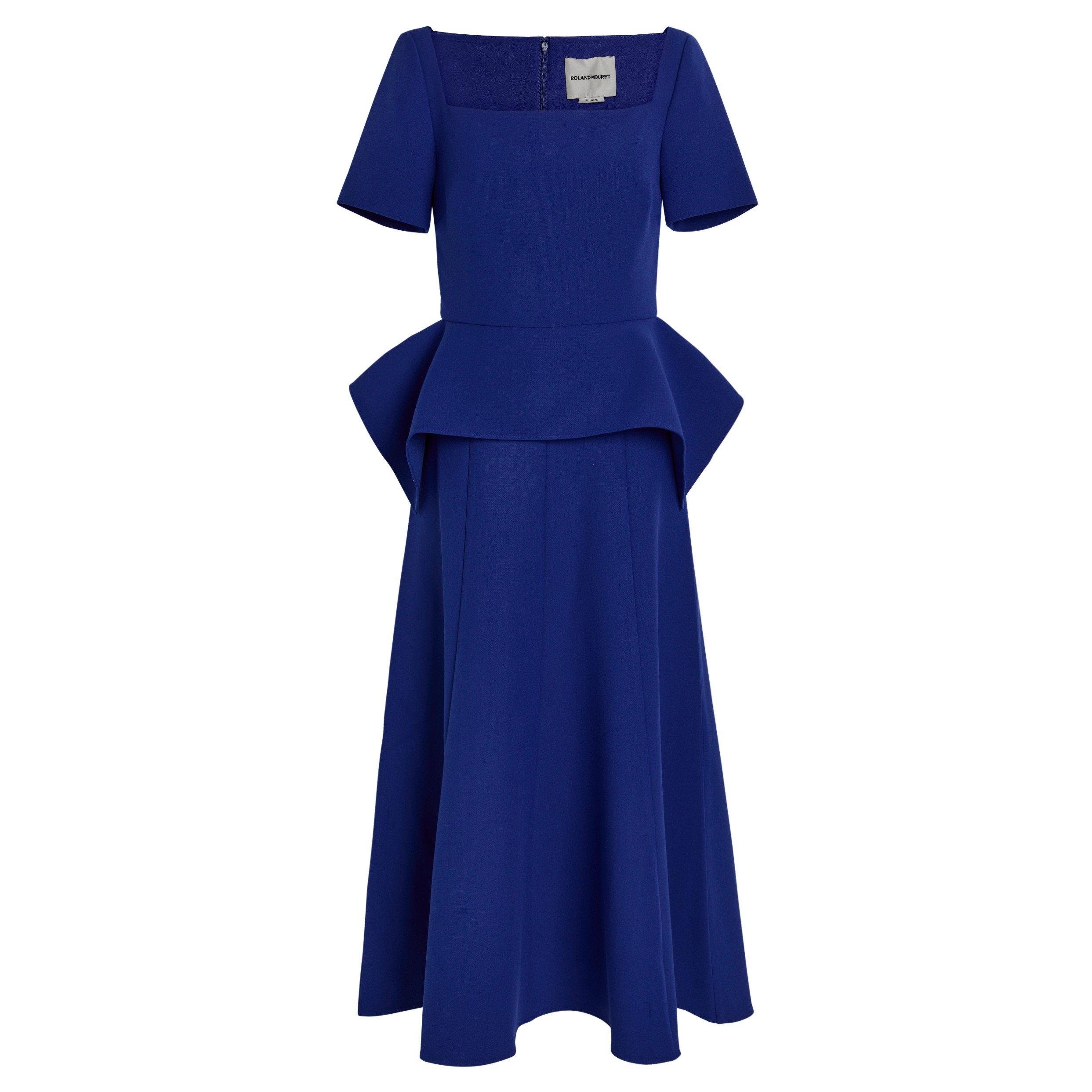 BLUE - Roland Mouret - LD SQUARE NECK MIDI DRESS