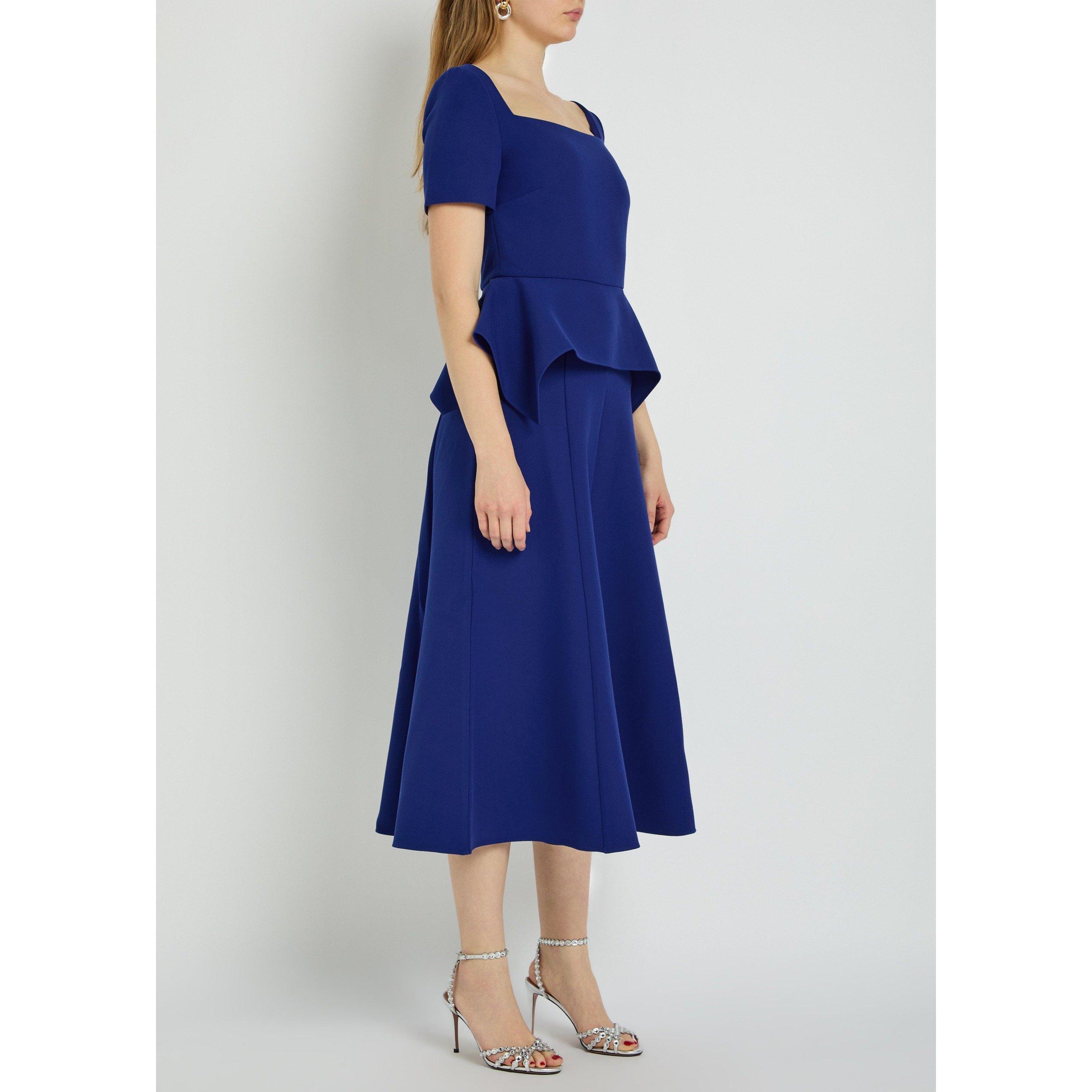 BLUE - Roland Mouret - LD SQUARE NECK MIDI DRESS - 2