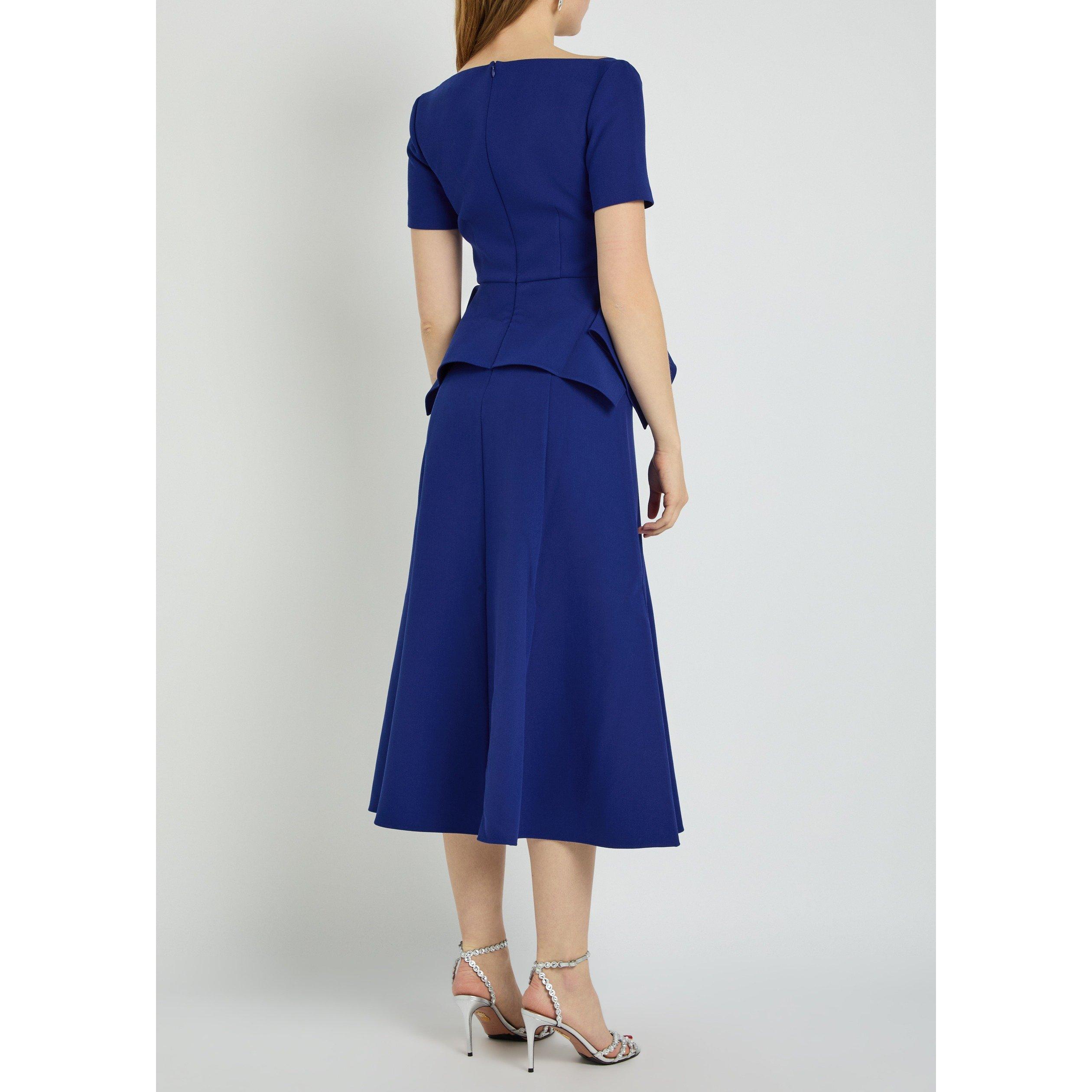 BLUE - Roland Mouret - LD SQUARE NECK MIDI DRESS - 3