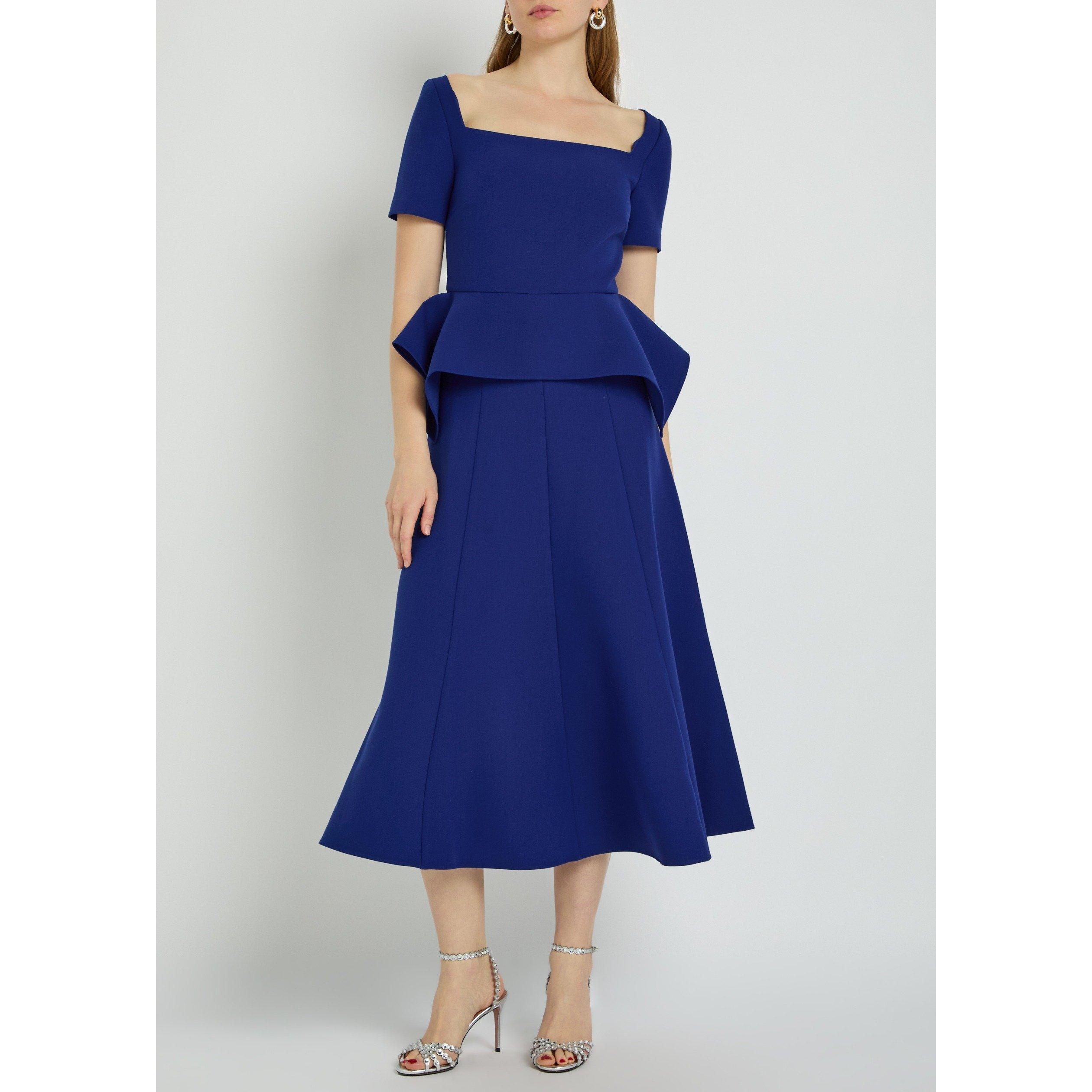BLUE - Roland Mouret - LD SQUARE NECK MIDI DRESS - 5