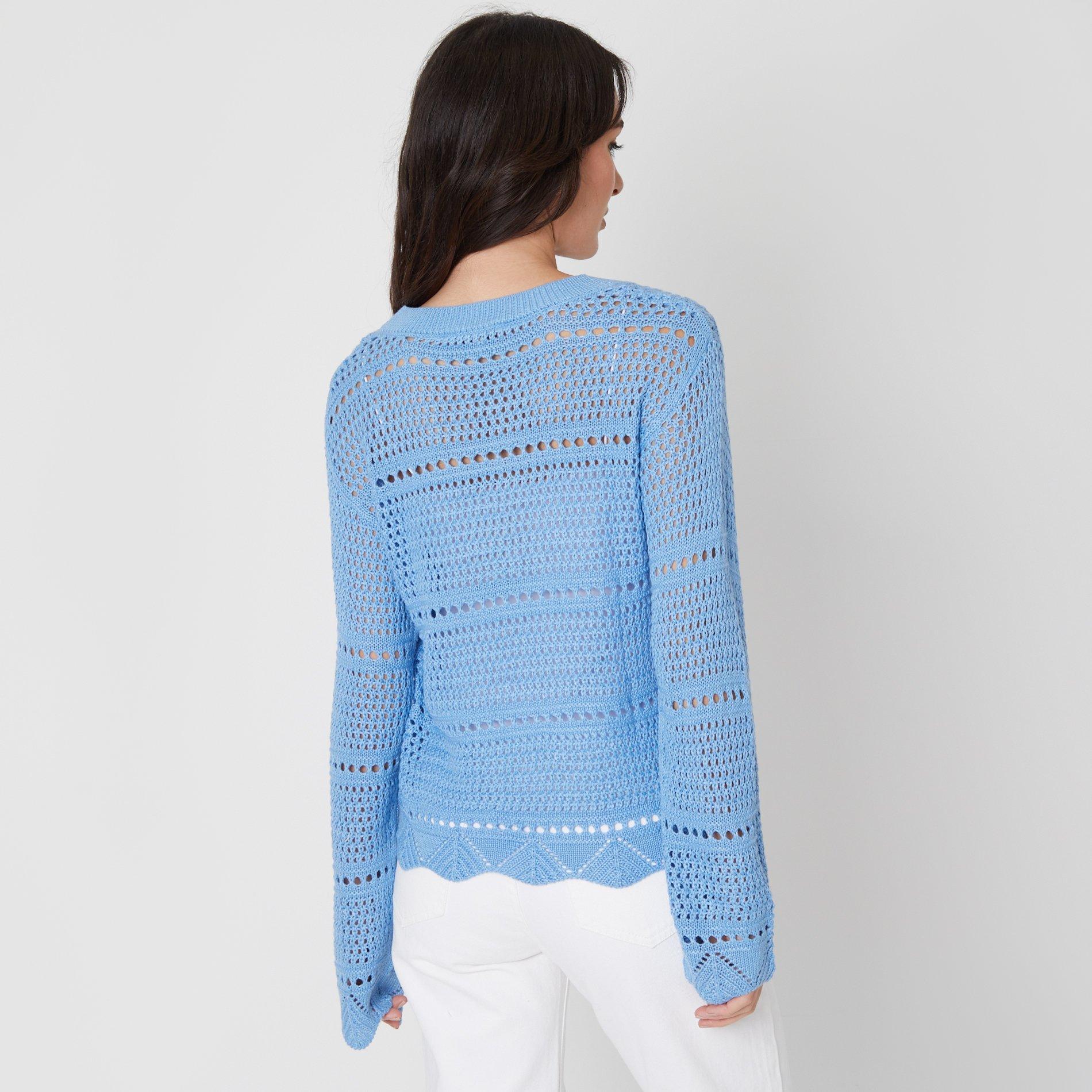 Blue - Be You - Women's Pointelle Crew Neck Jumper - 3