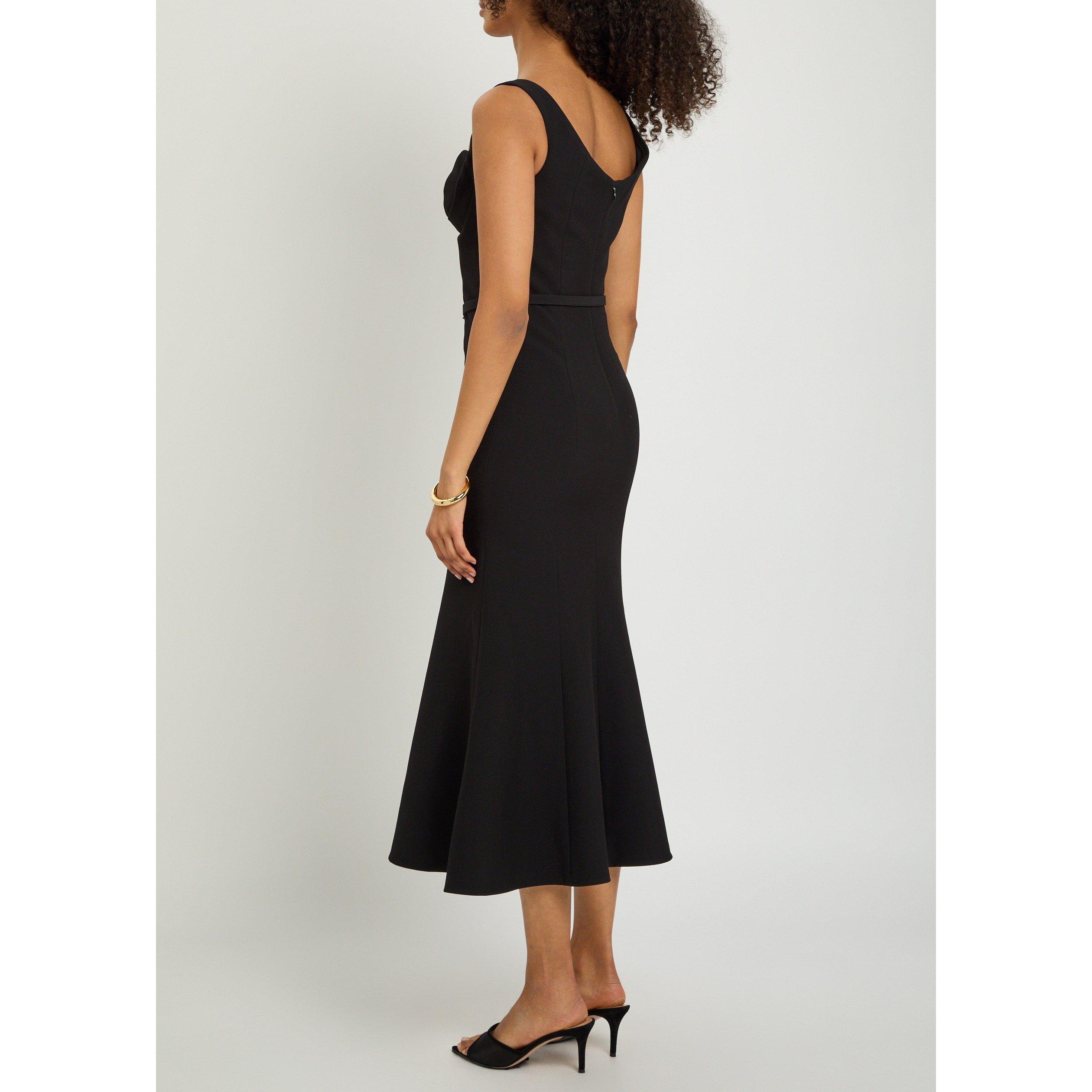 BLACK - Roland Mouret - LD BELTED FIT AND FLARE DRESS - 3